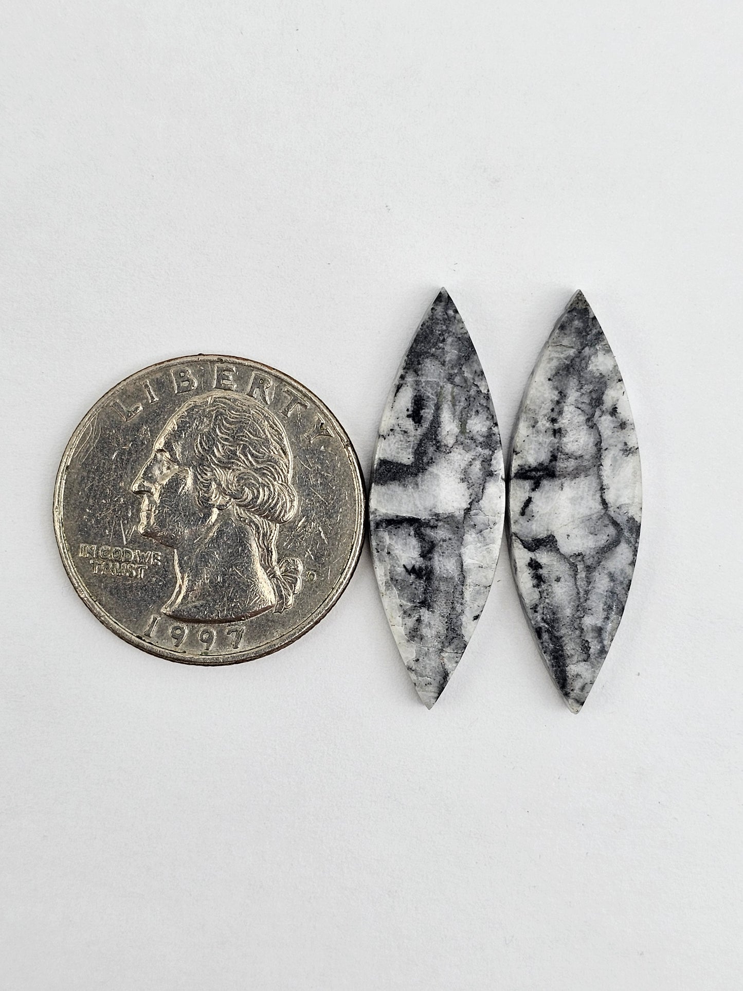 Snow Agate Cabochon Pair
