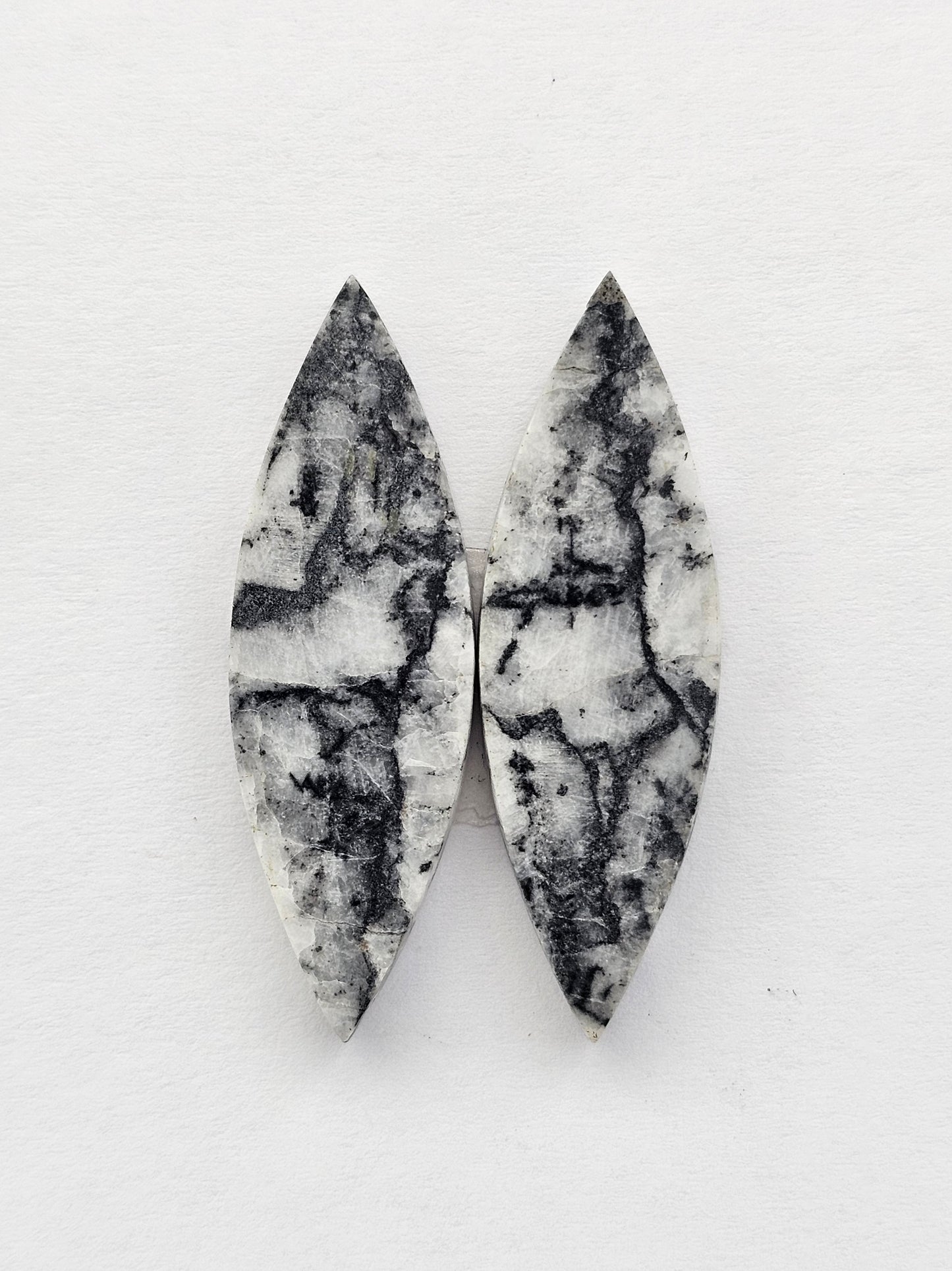 Snow Agate Cabochon Pair