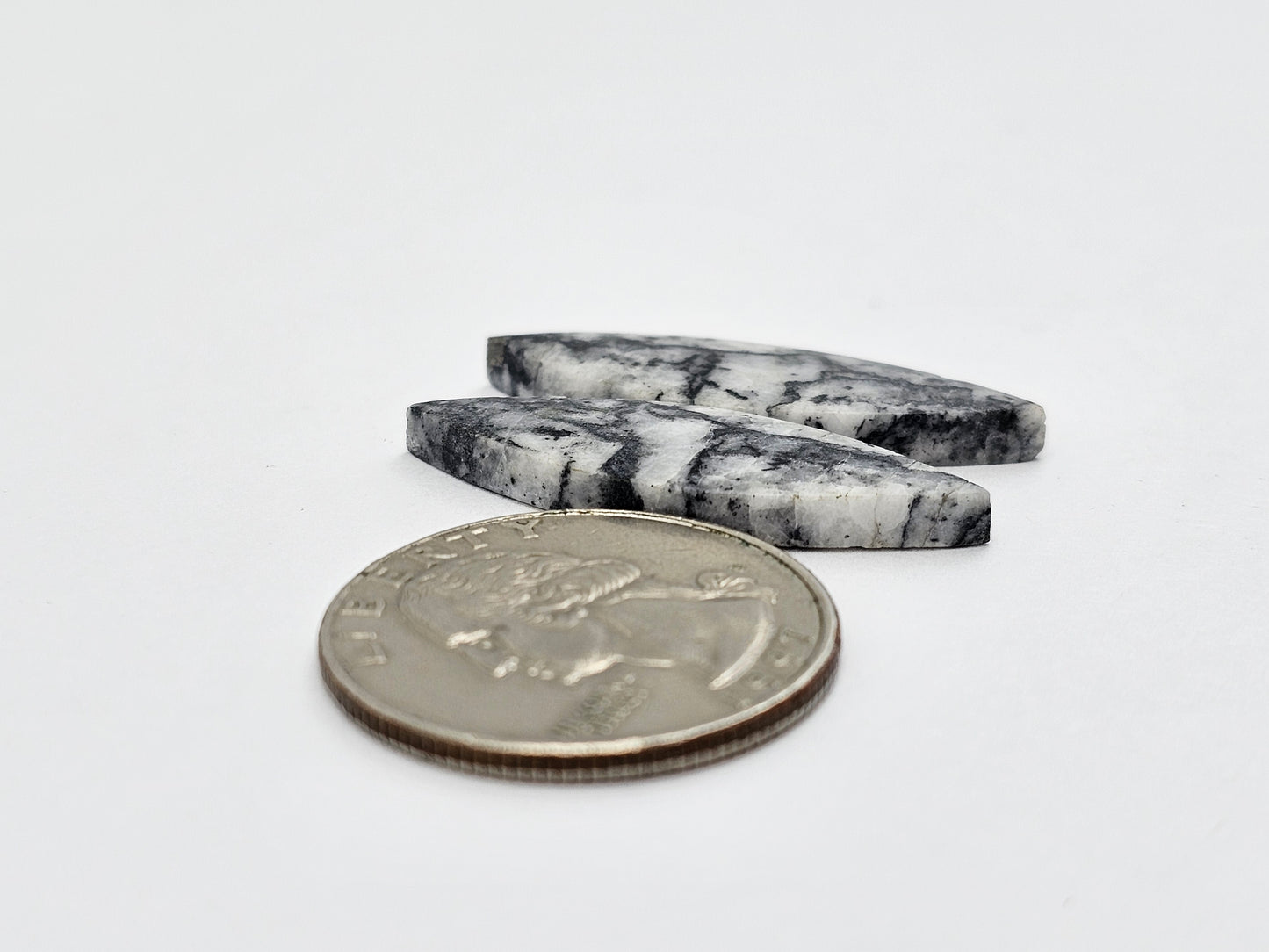 Snow Agate Cabochon Pair