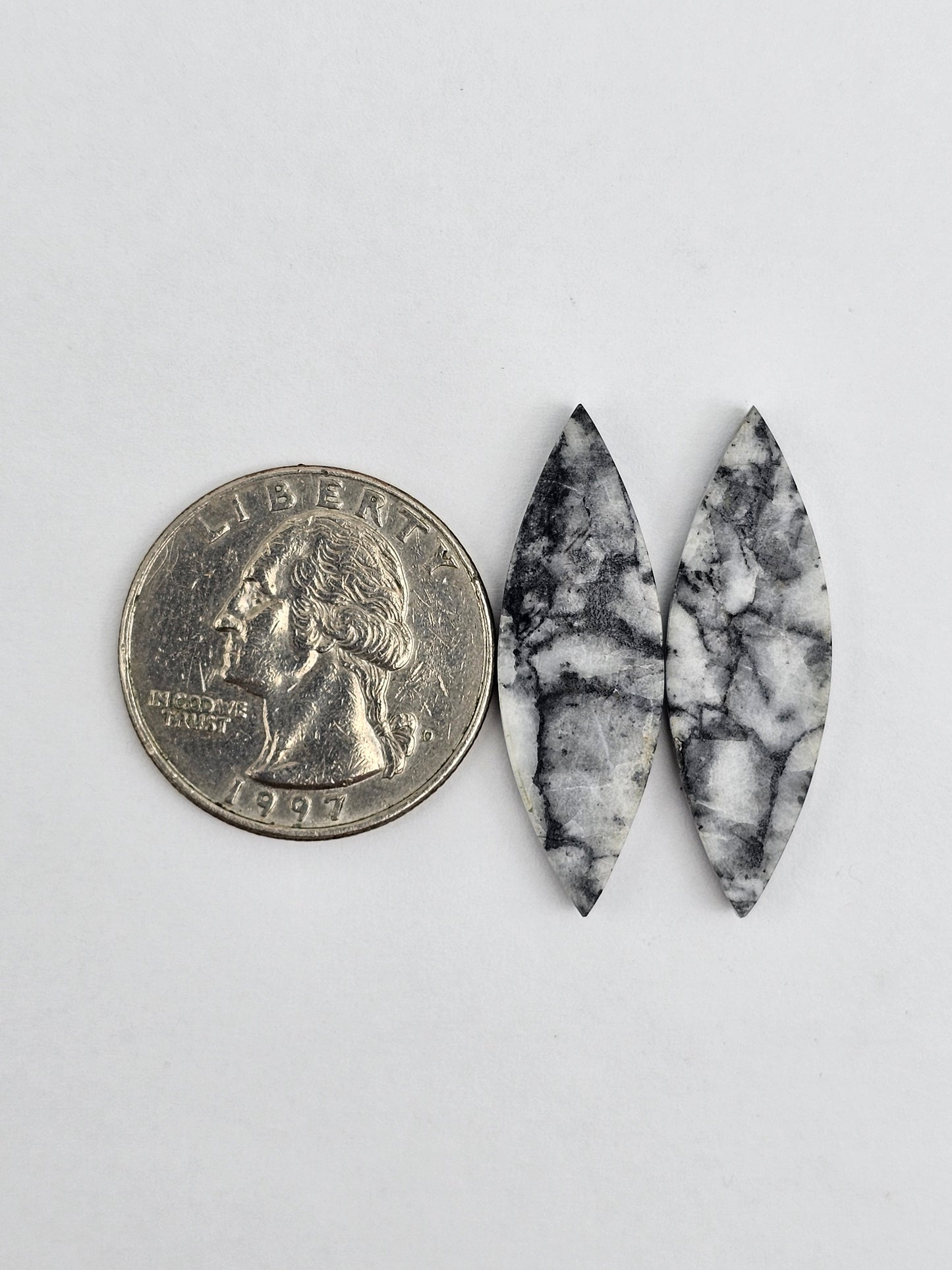 Snow Agate Cabochon Pair