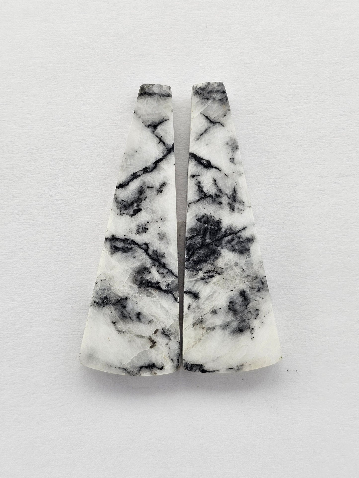 Snow Agate Cabochon Pair