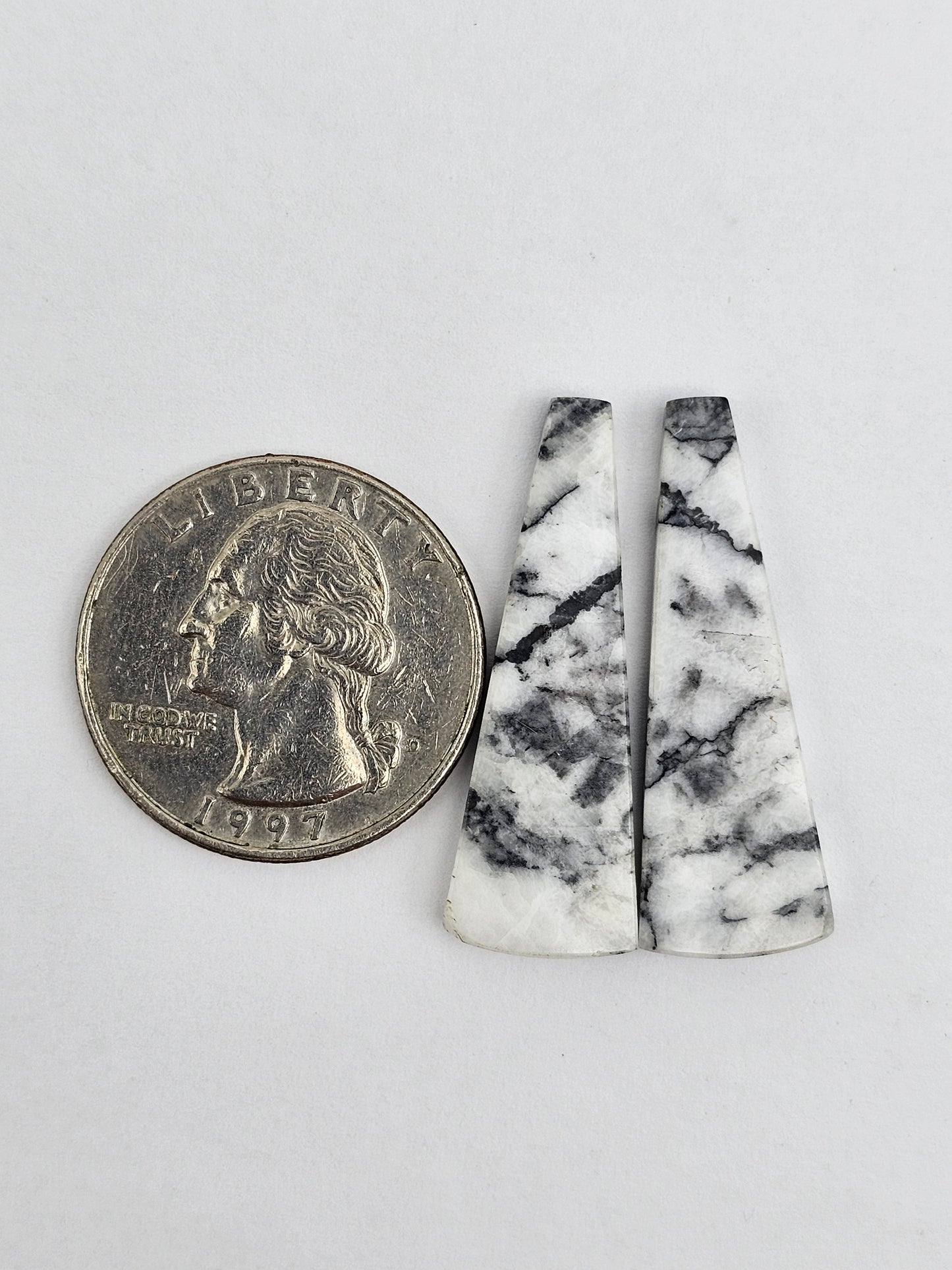 Snow Agate Cabochon Pair