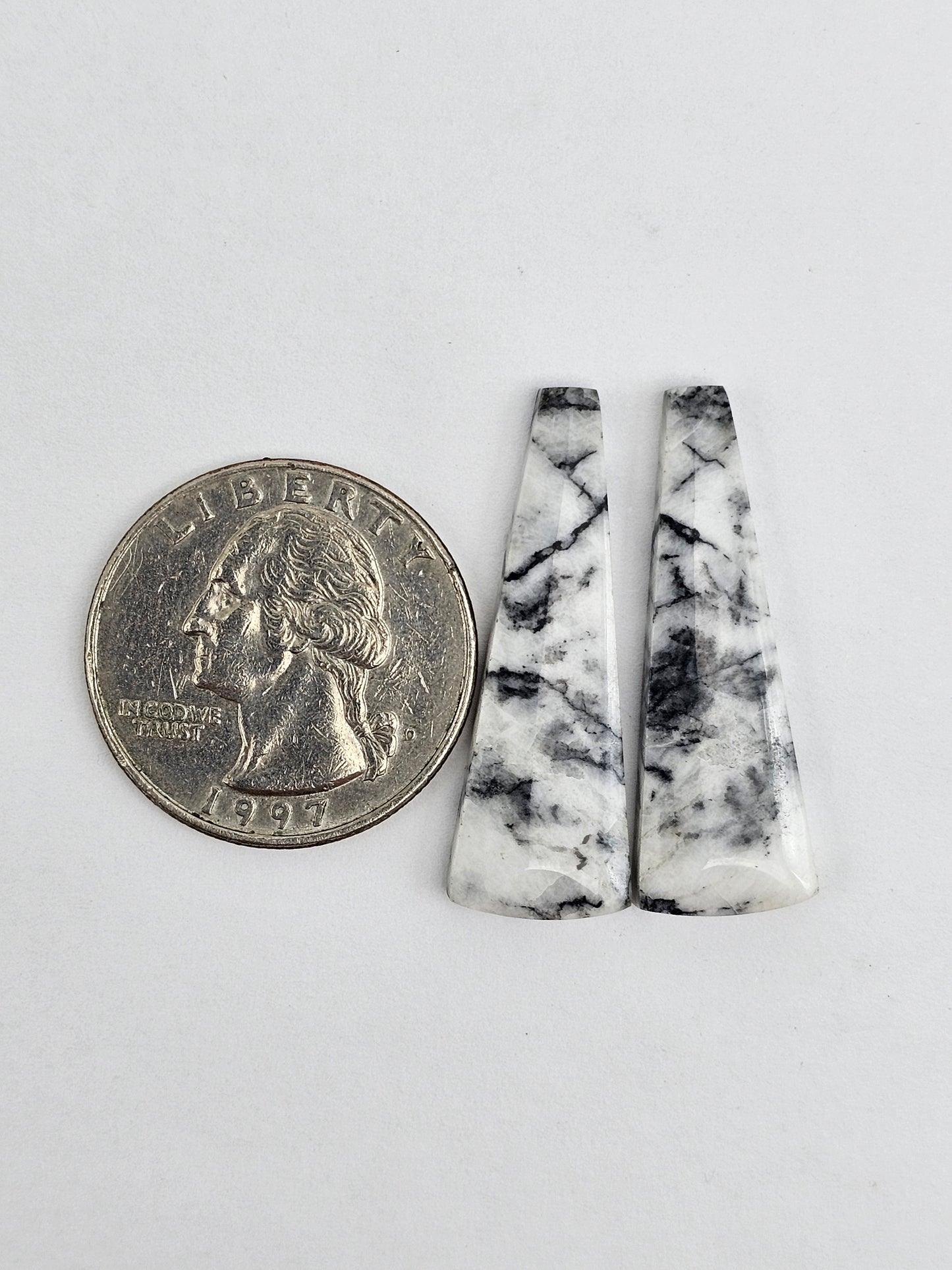 Snow Agate Cabochon Pair