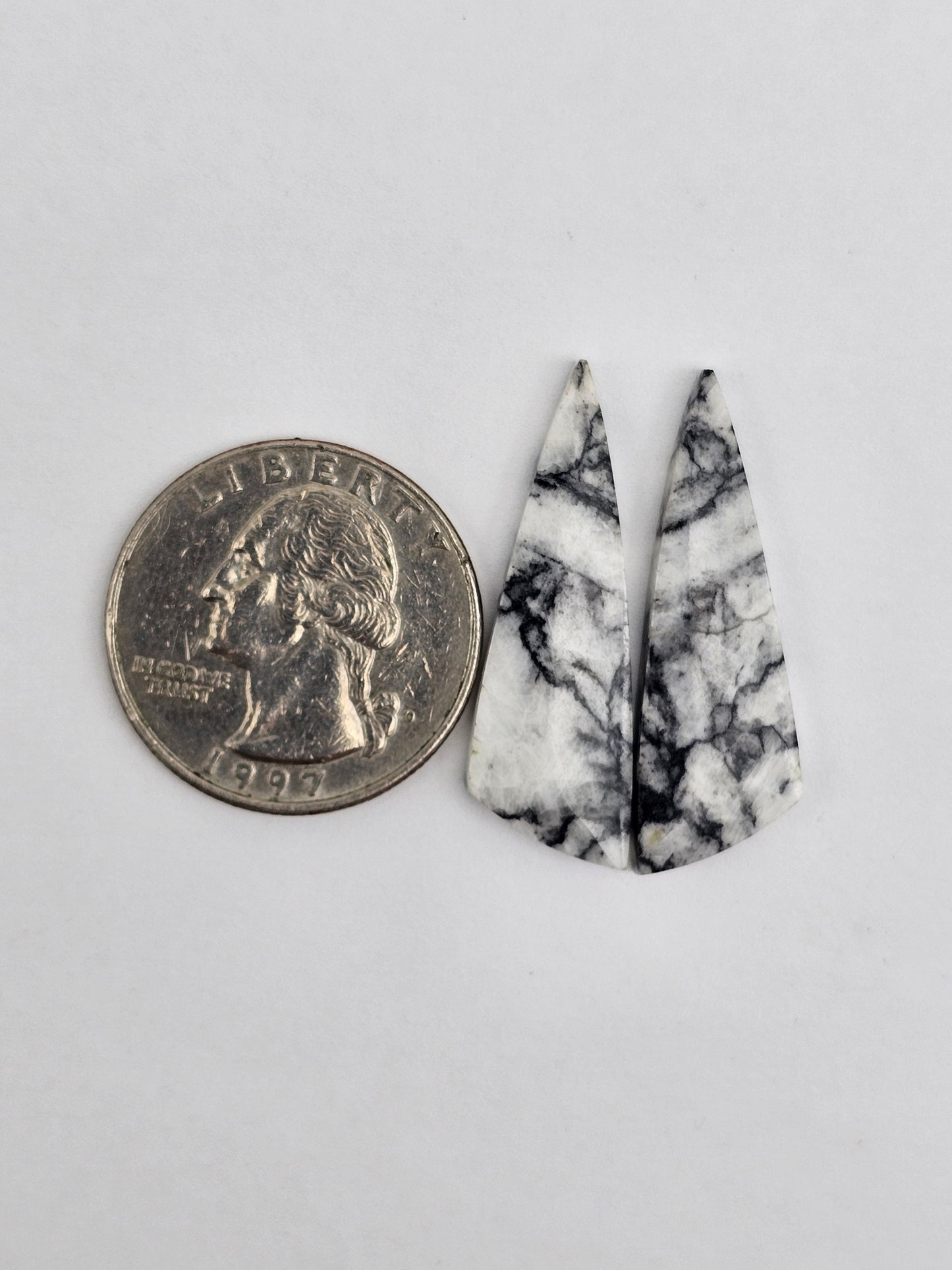 Snow Agate Cabochon Pair