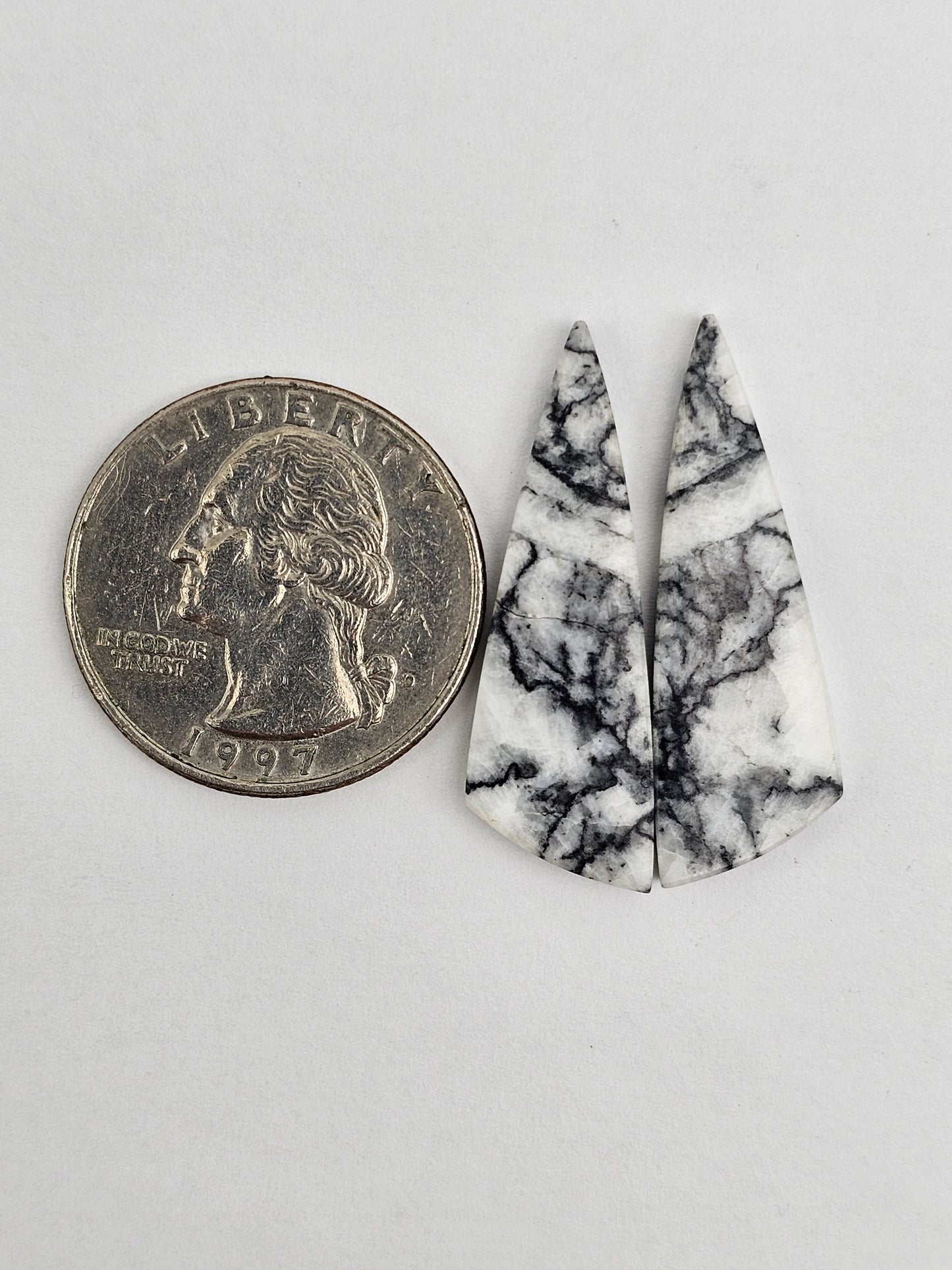 Snow Agate Cabochon Pair