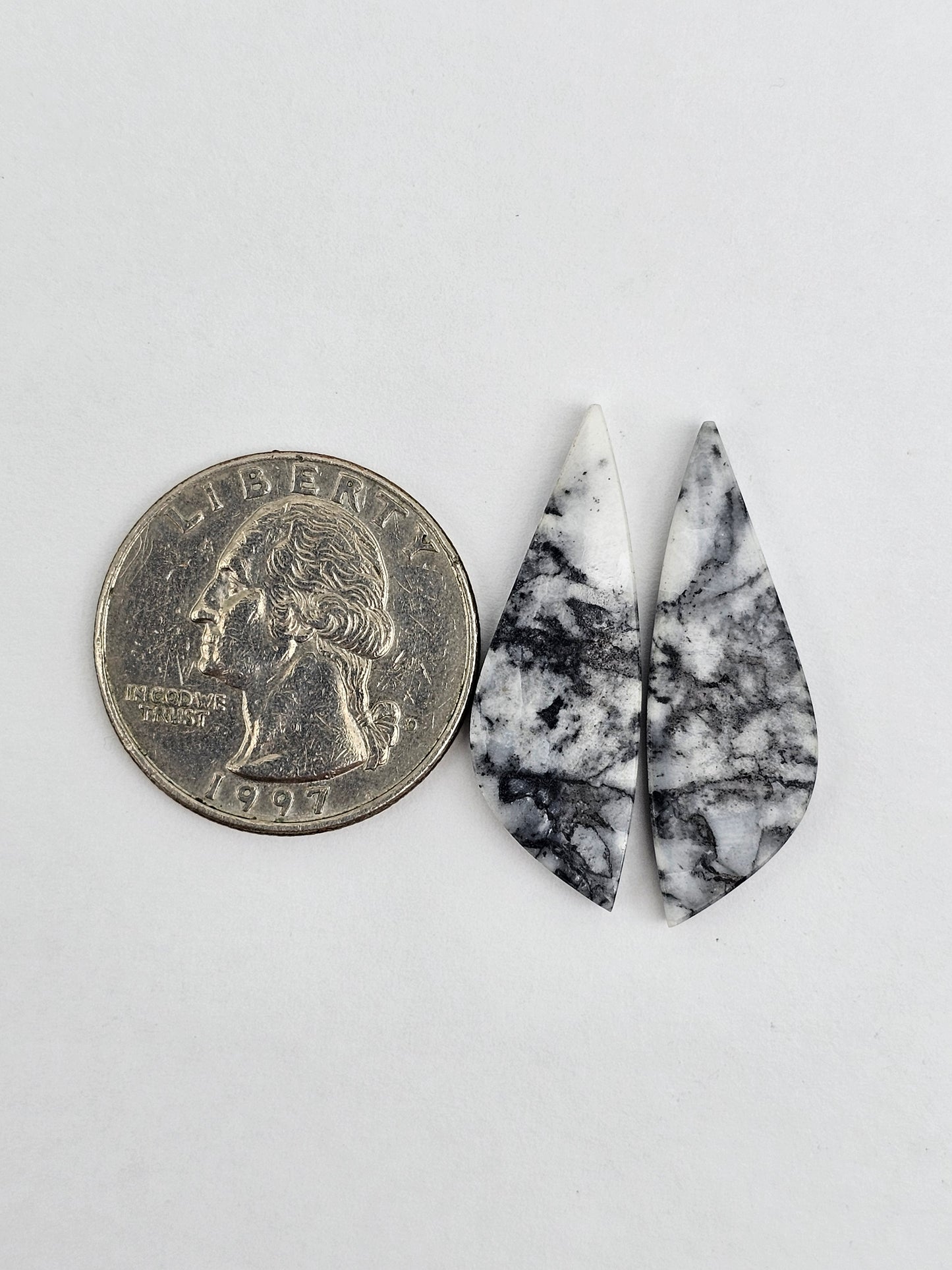 Snow Agate Cabochon Pair