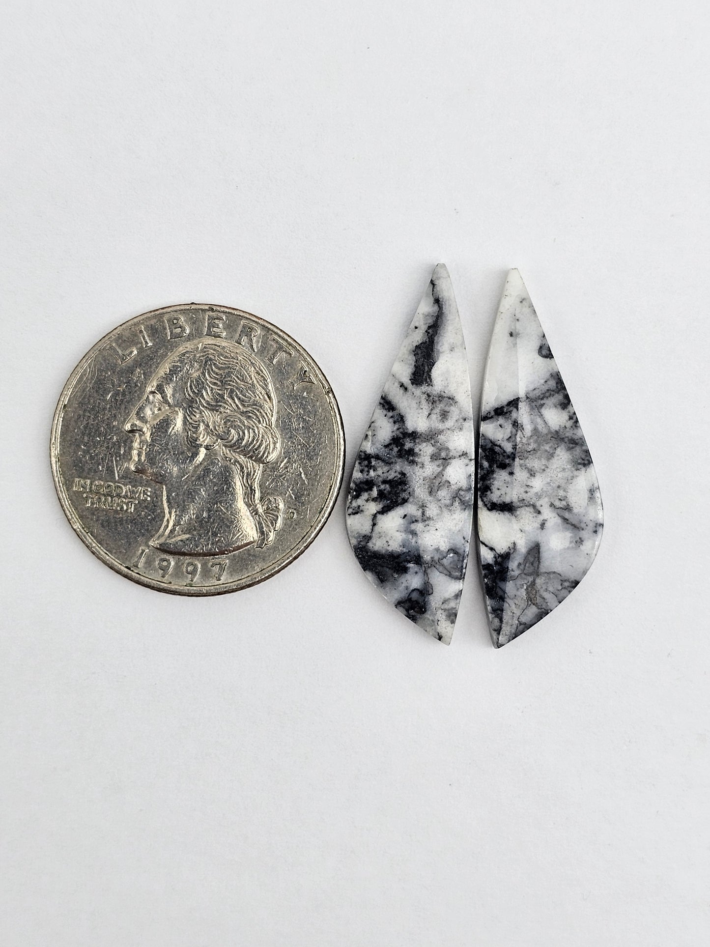 Snow Agate Cabochon Pair
