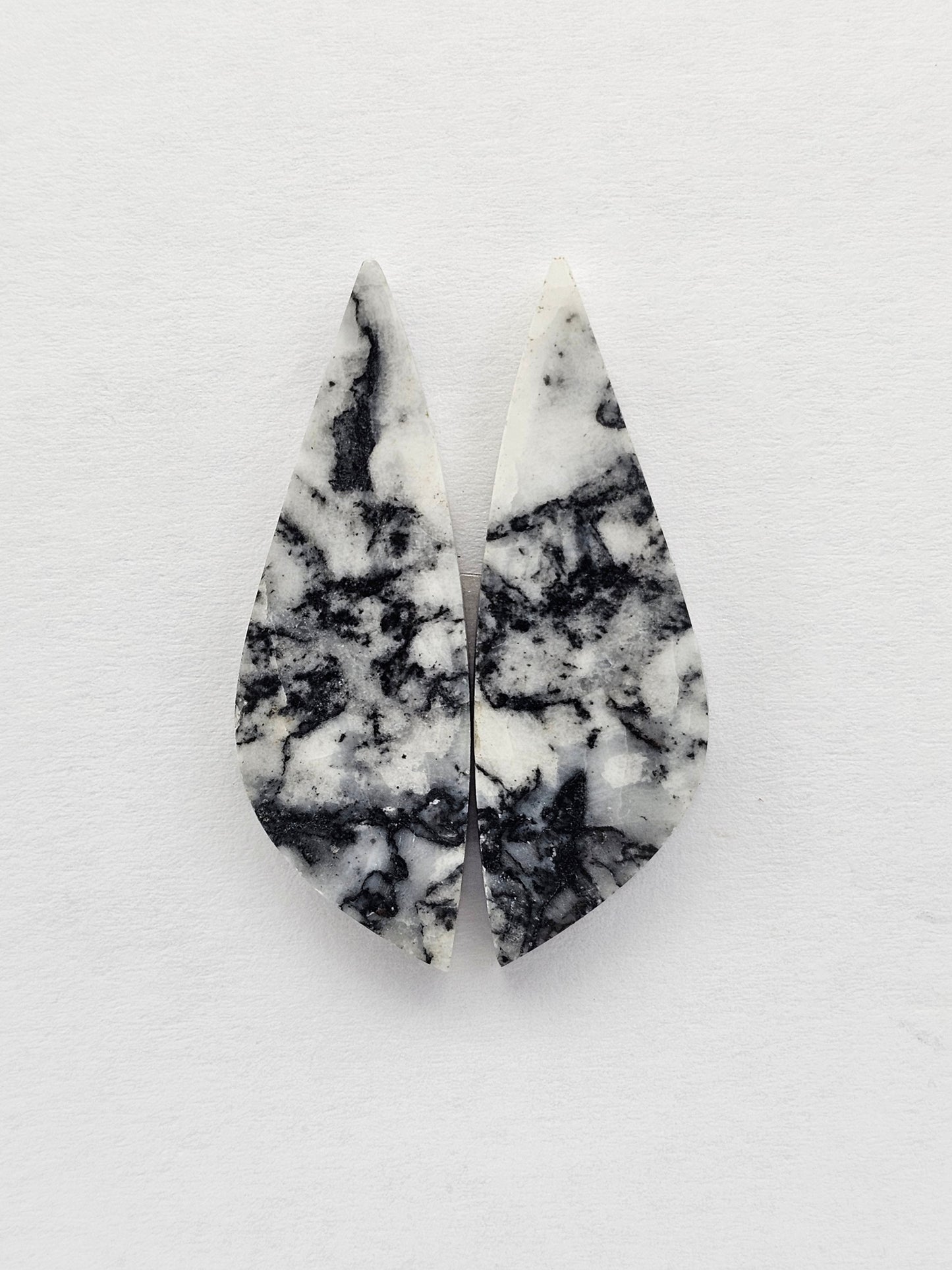 Snow Agate Cabochon Pair