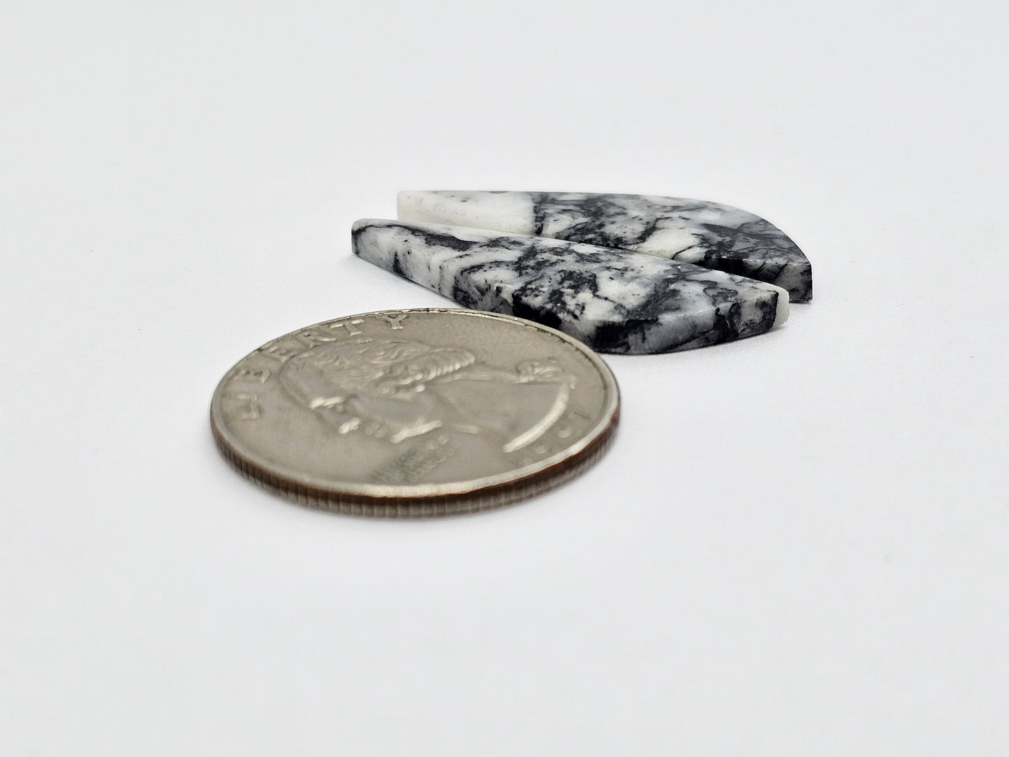 Snow Agate Cabochon Pair