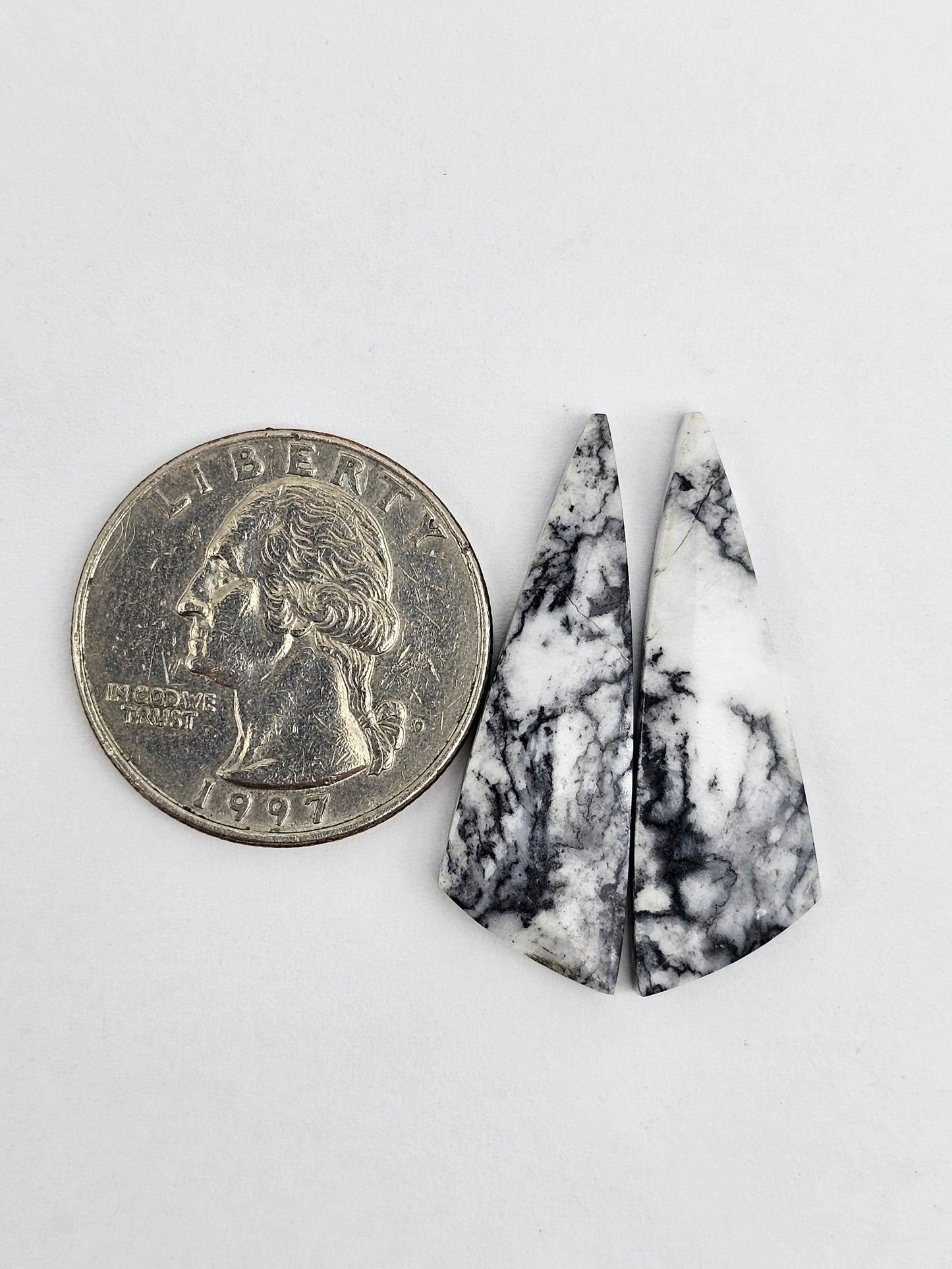 Snow Agate Cabochon Pair