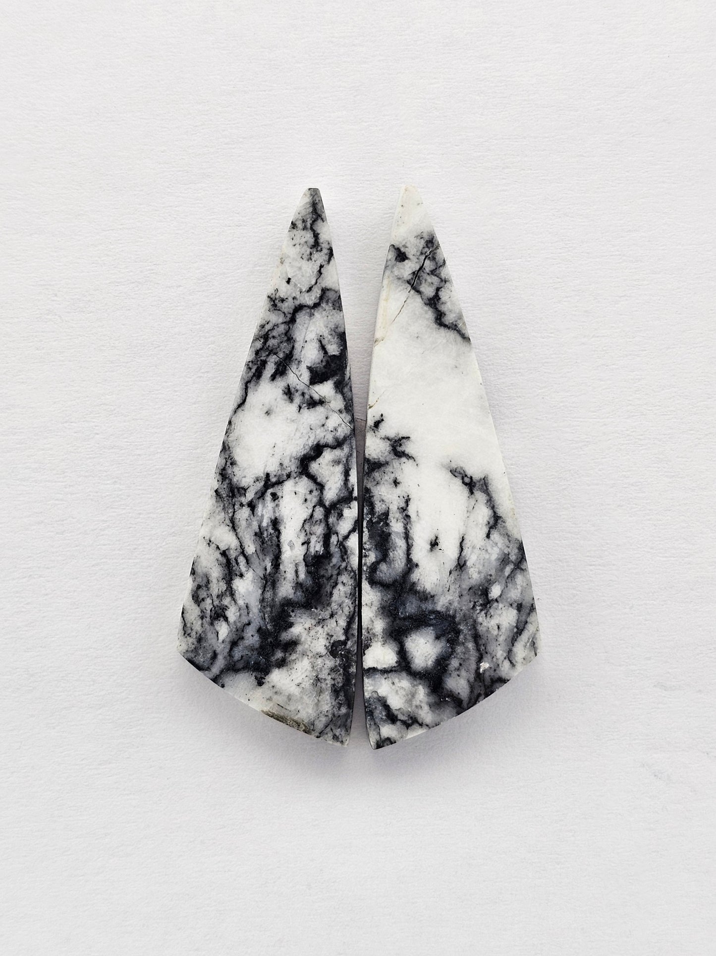 Snow Agate Cabochon Pair
