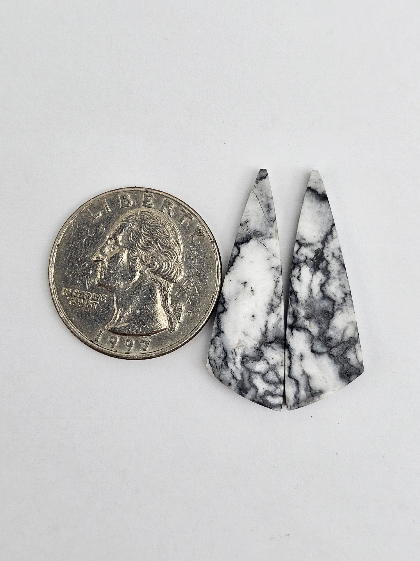 Snow Agate Cabochon Pair