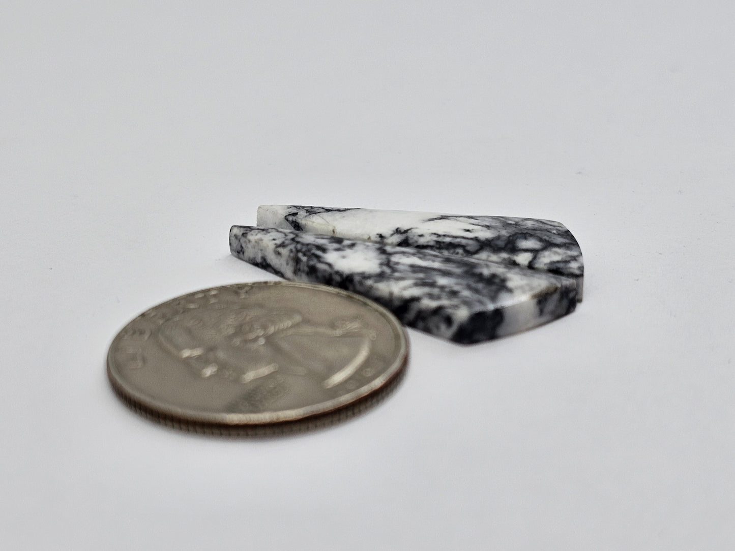 Snow Agate Cabochon Pair