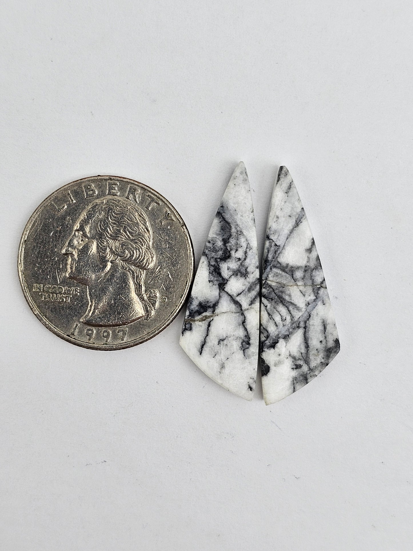 Snow Agate Cabochon Pair