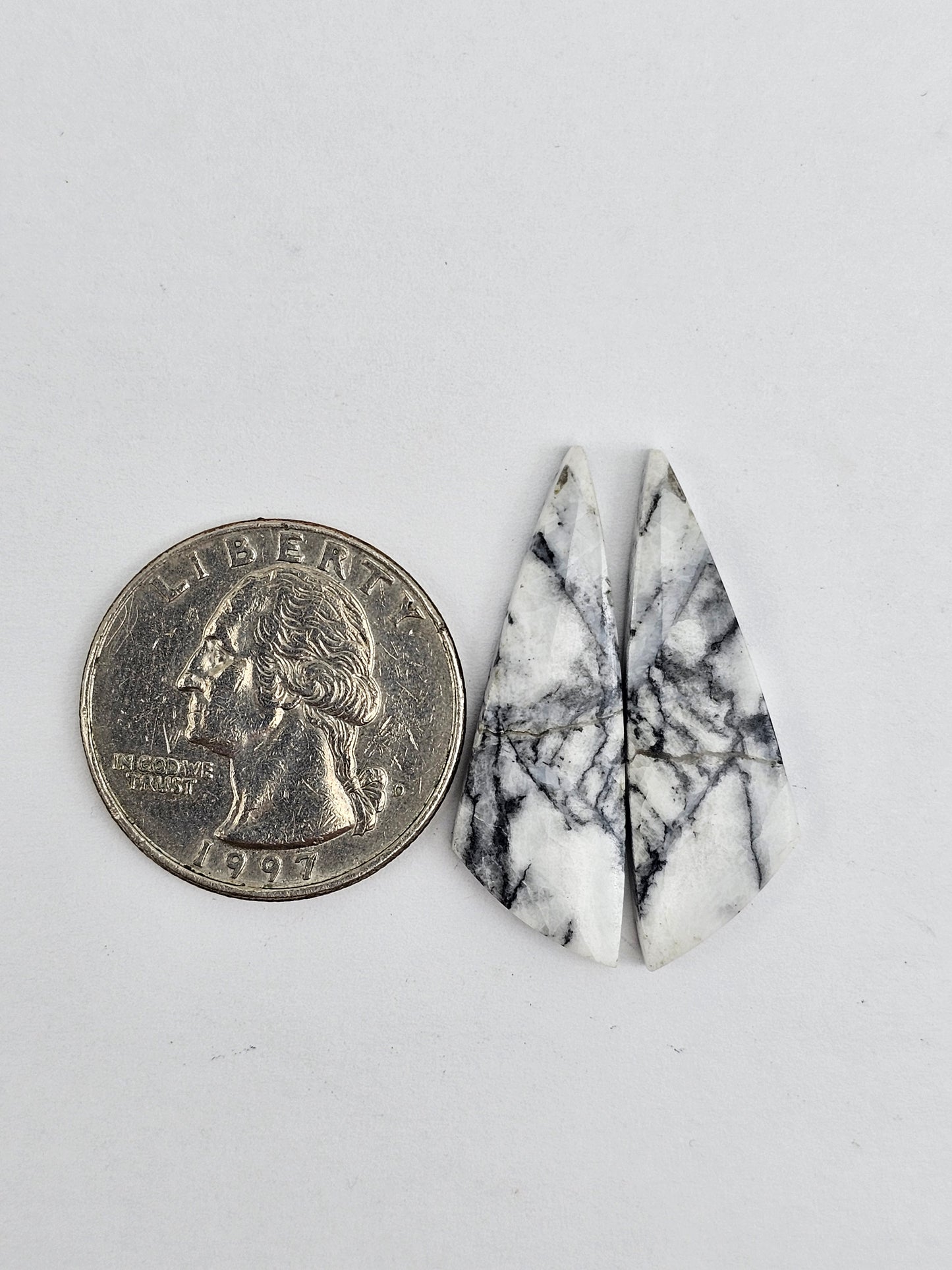 Snow Agate Cabochon Pair