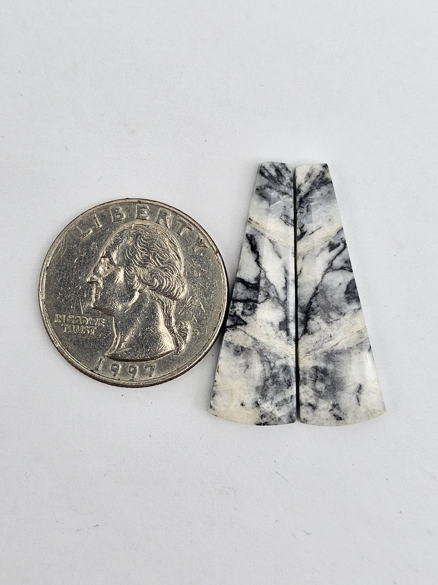 Snow Agate Cabochon Pair