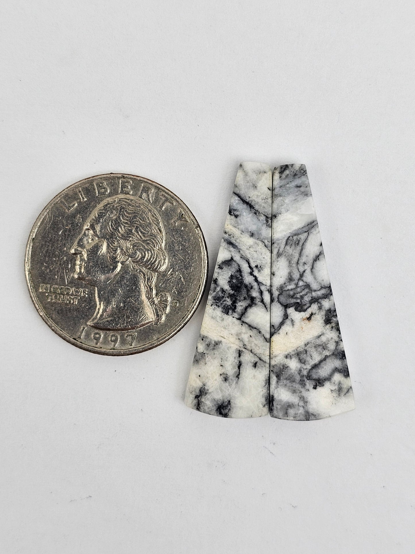 Snow Agate Cabochon Pair