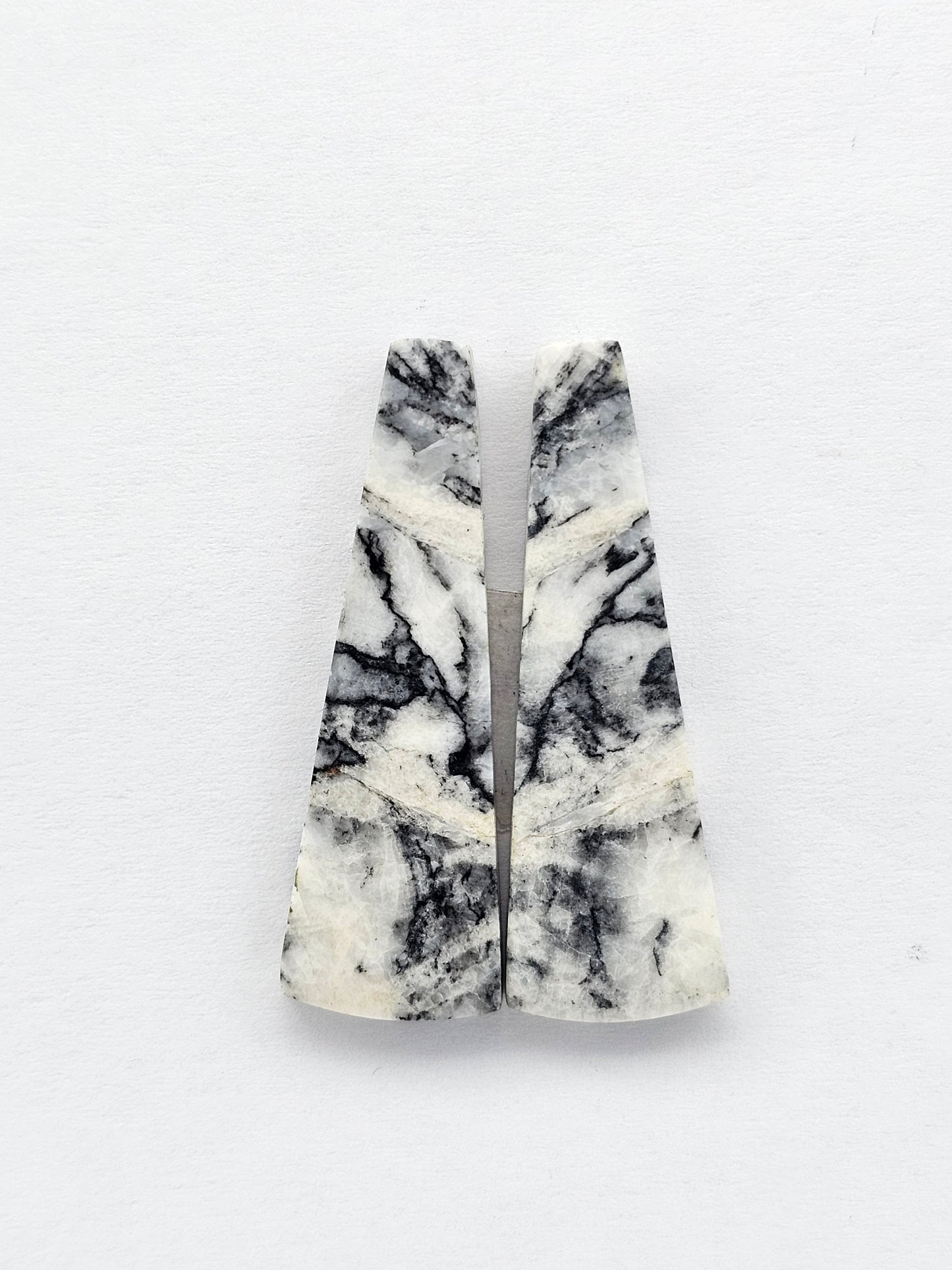 Snow Agate Cabochon Pair