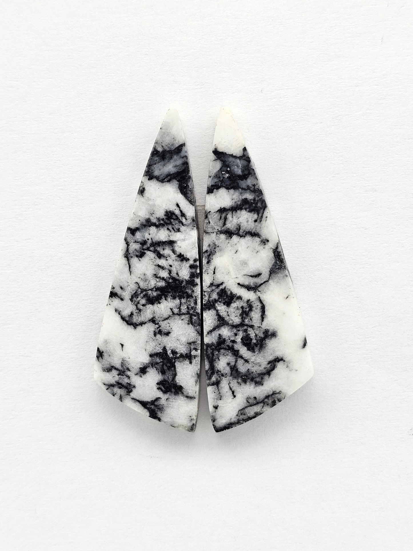Snow Agate Cabochon Pair