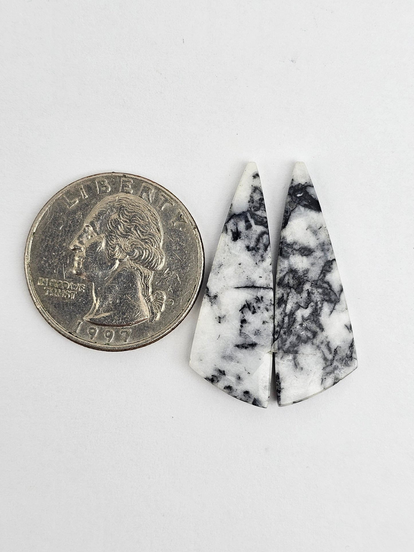 Snow Agate Cabochon Pair