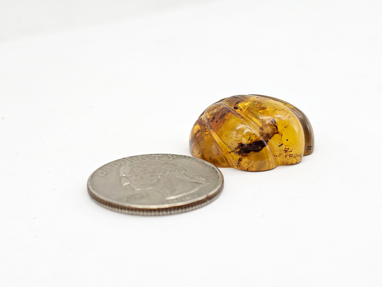 Real Amber Pumpkin with Insect Inclusion