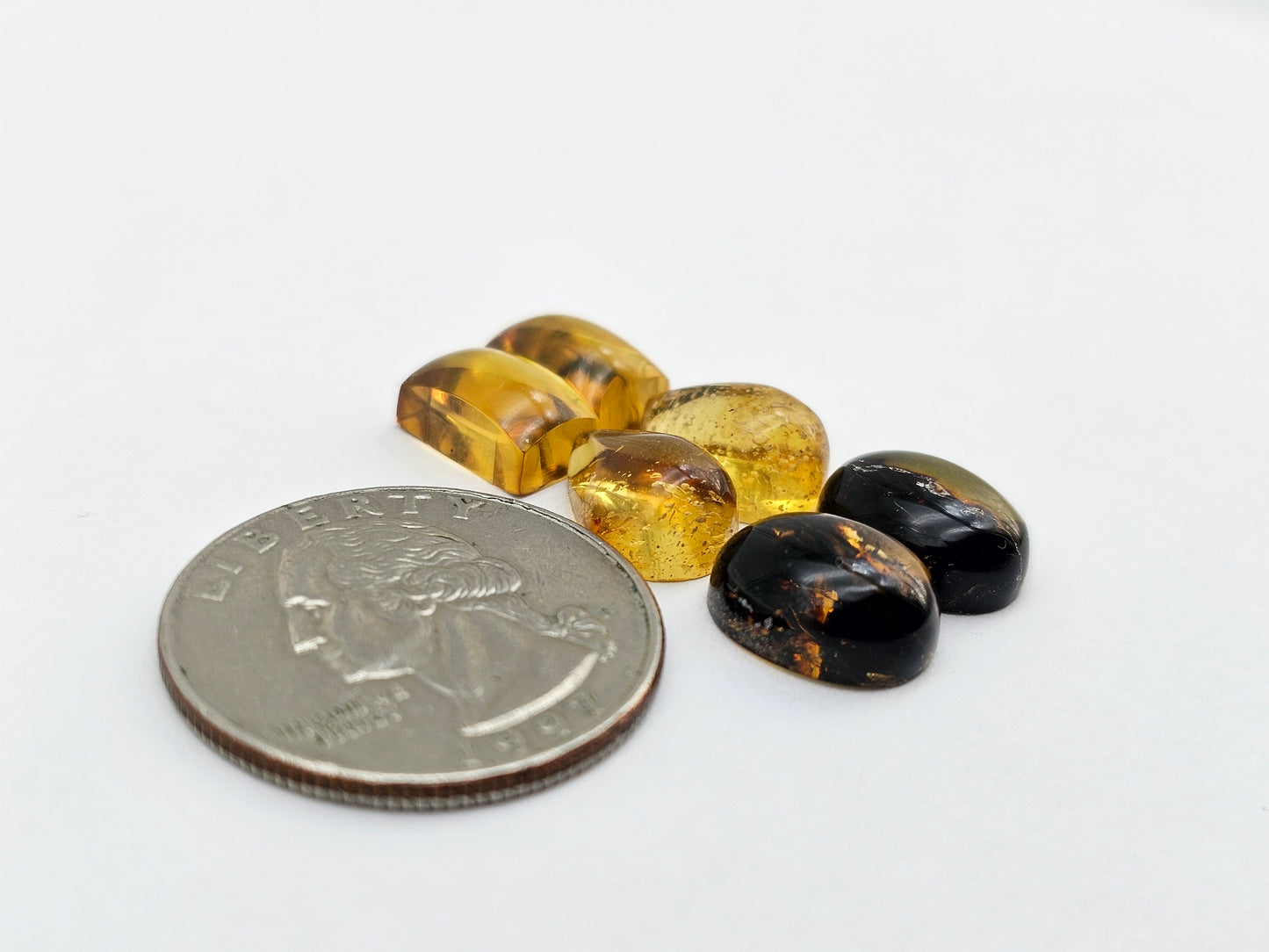 Amber authentic cabochon pair lot