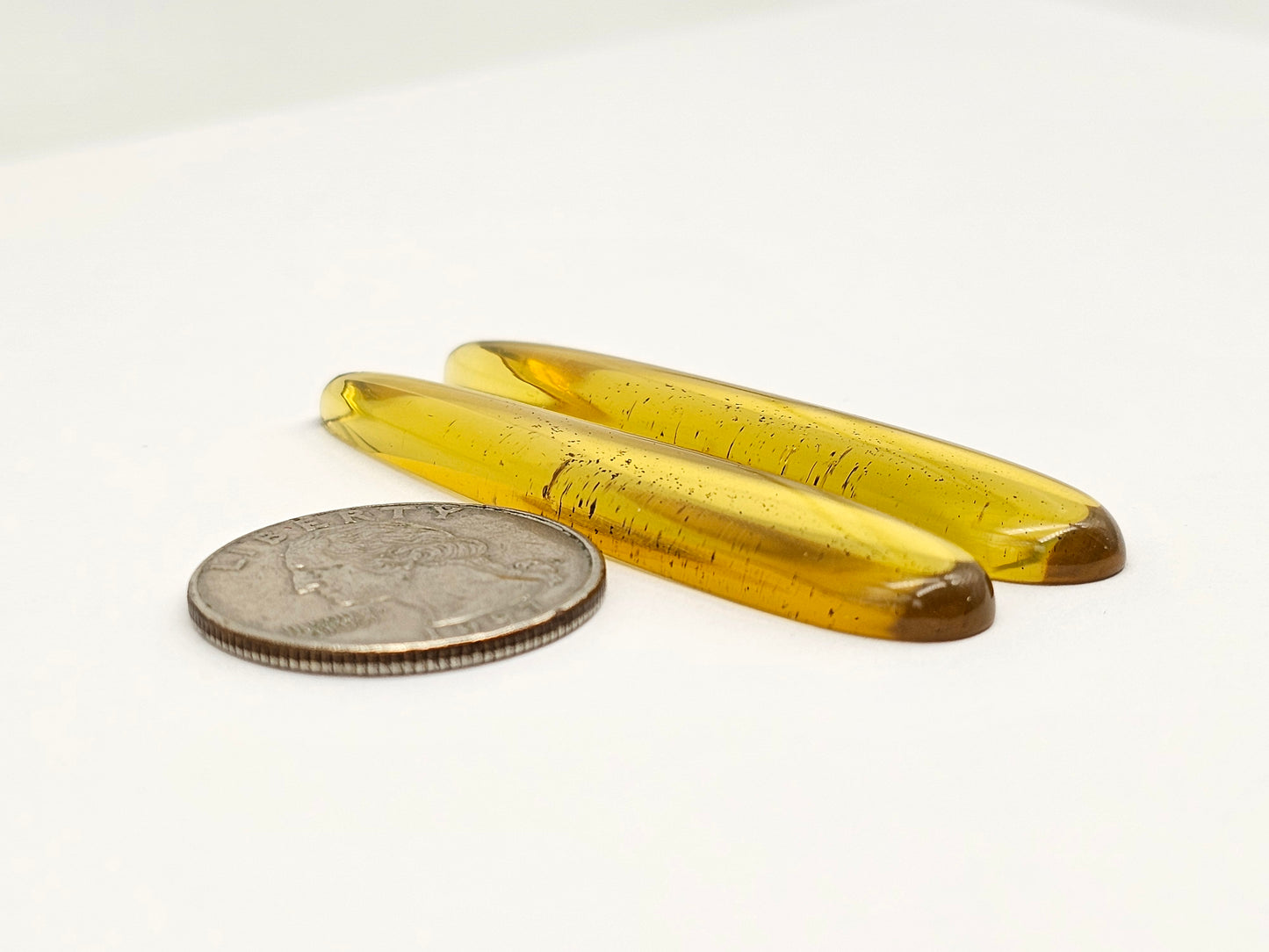 Amber authentic cabochon pair large