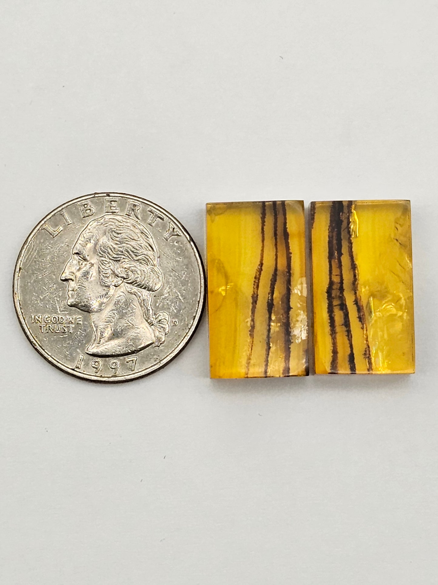 Amber authentic cabochon pair large