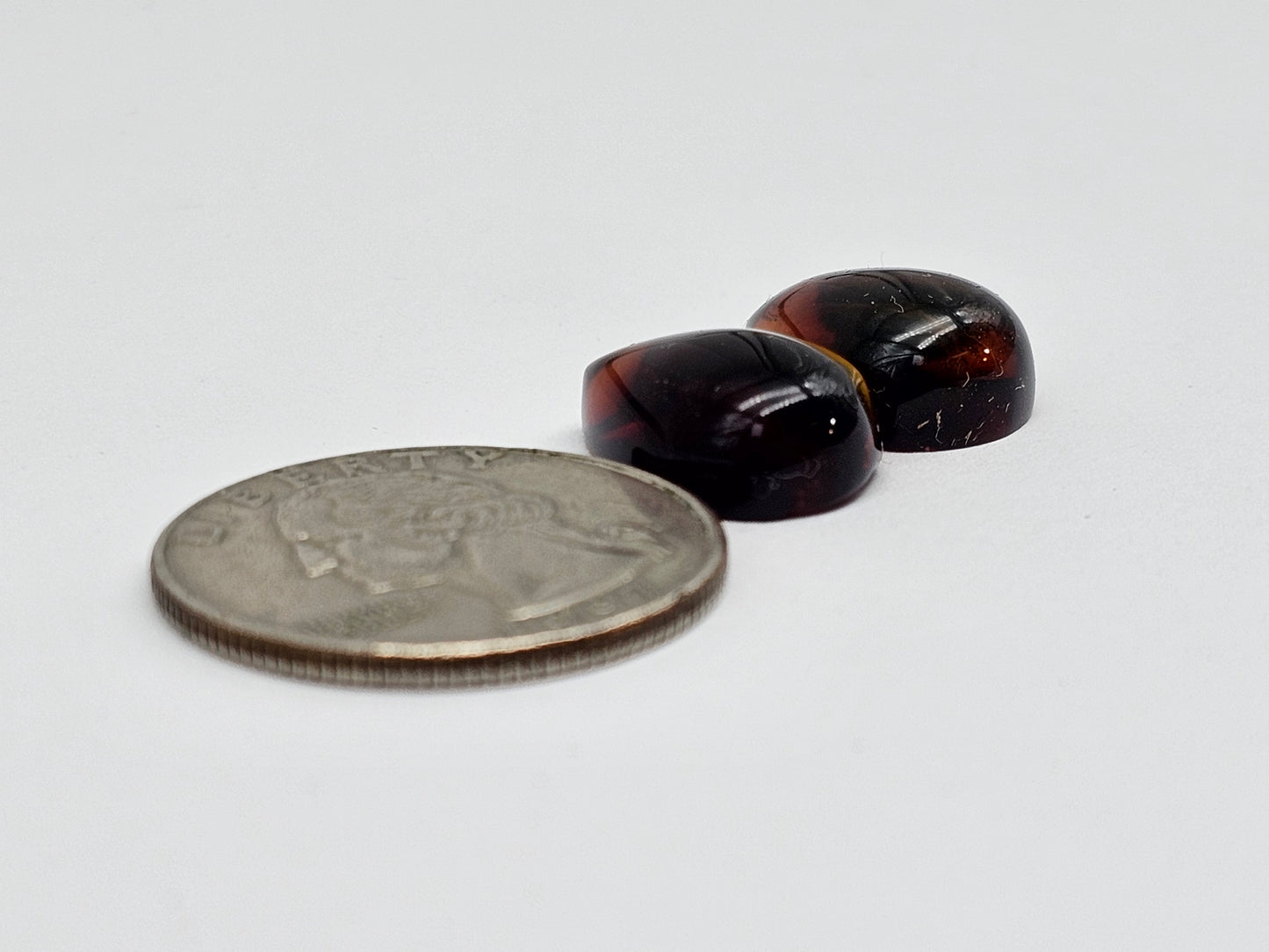 Red Amber Authentic Cabochon Pair