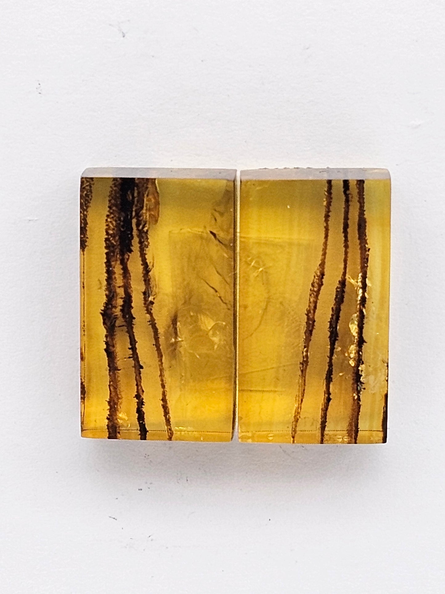 Amber authentic cabochon pair large