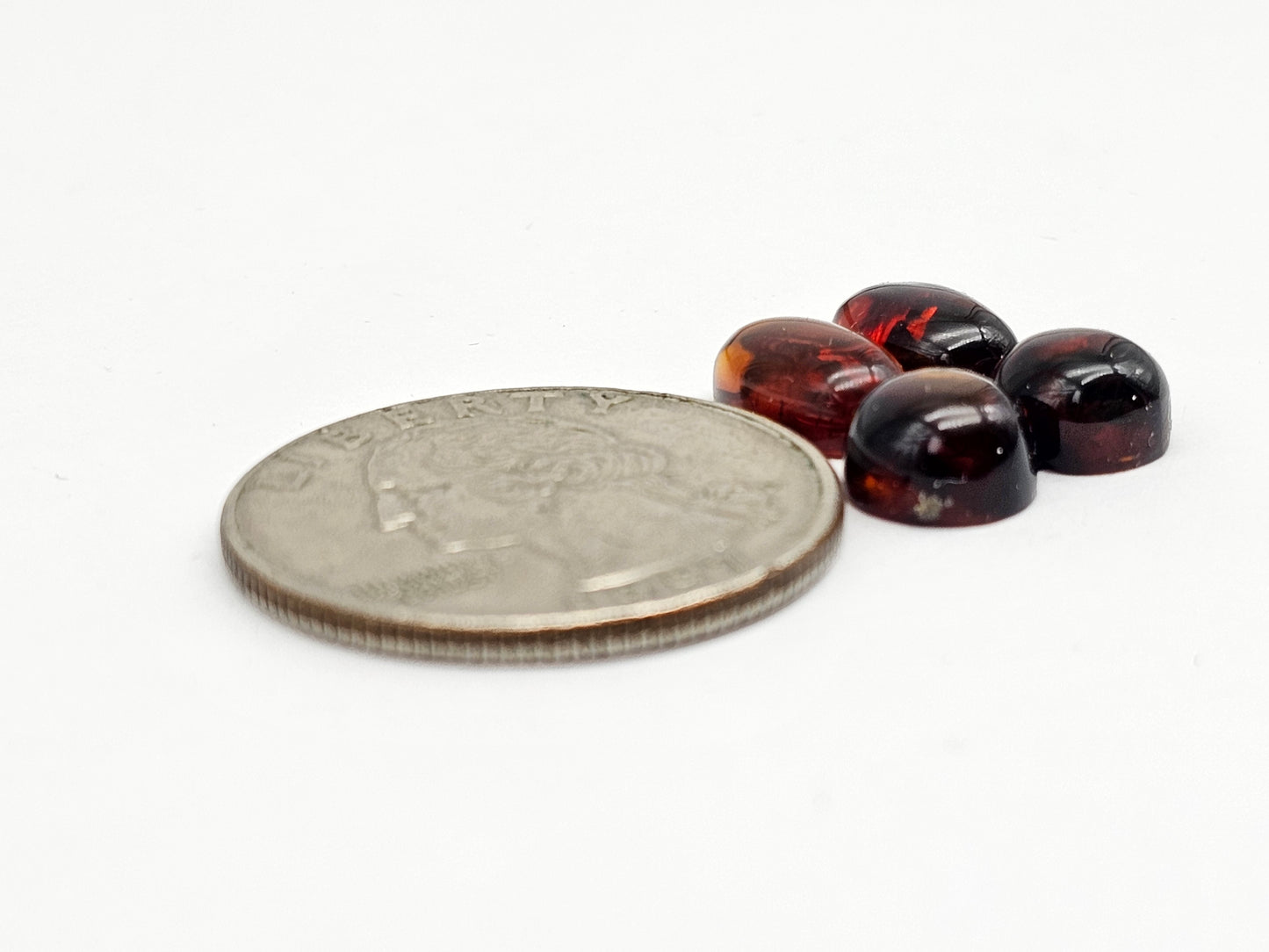 Red Amber Authentic Cabochon Pairs