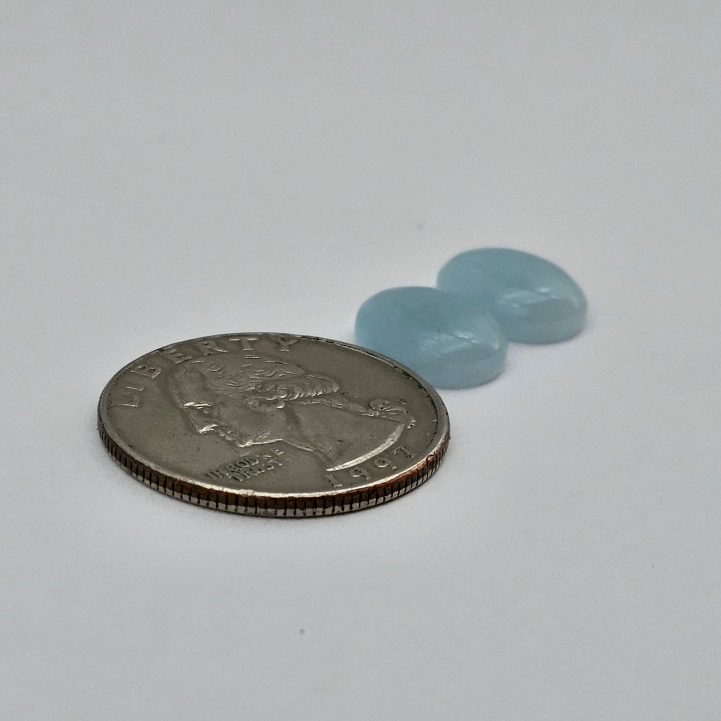 Aquamarine Silica Cabochon pair