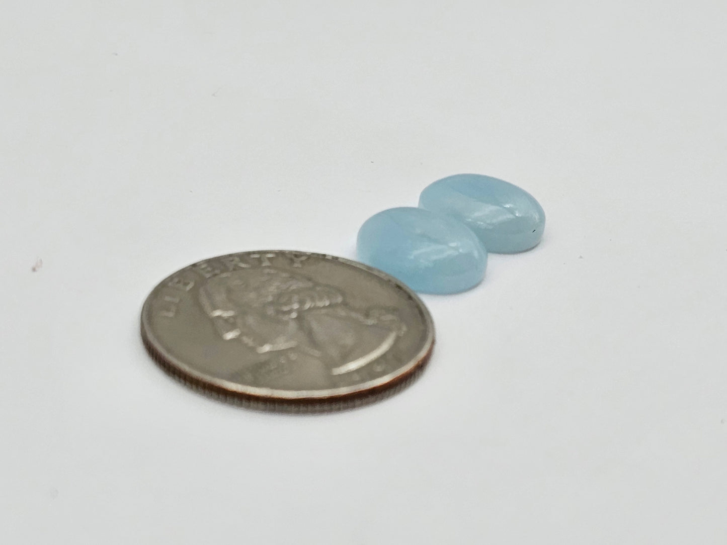 Aquamarine Silica Cabochon pair