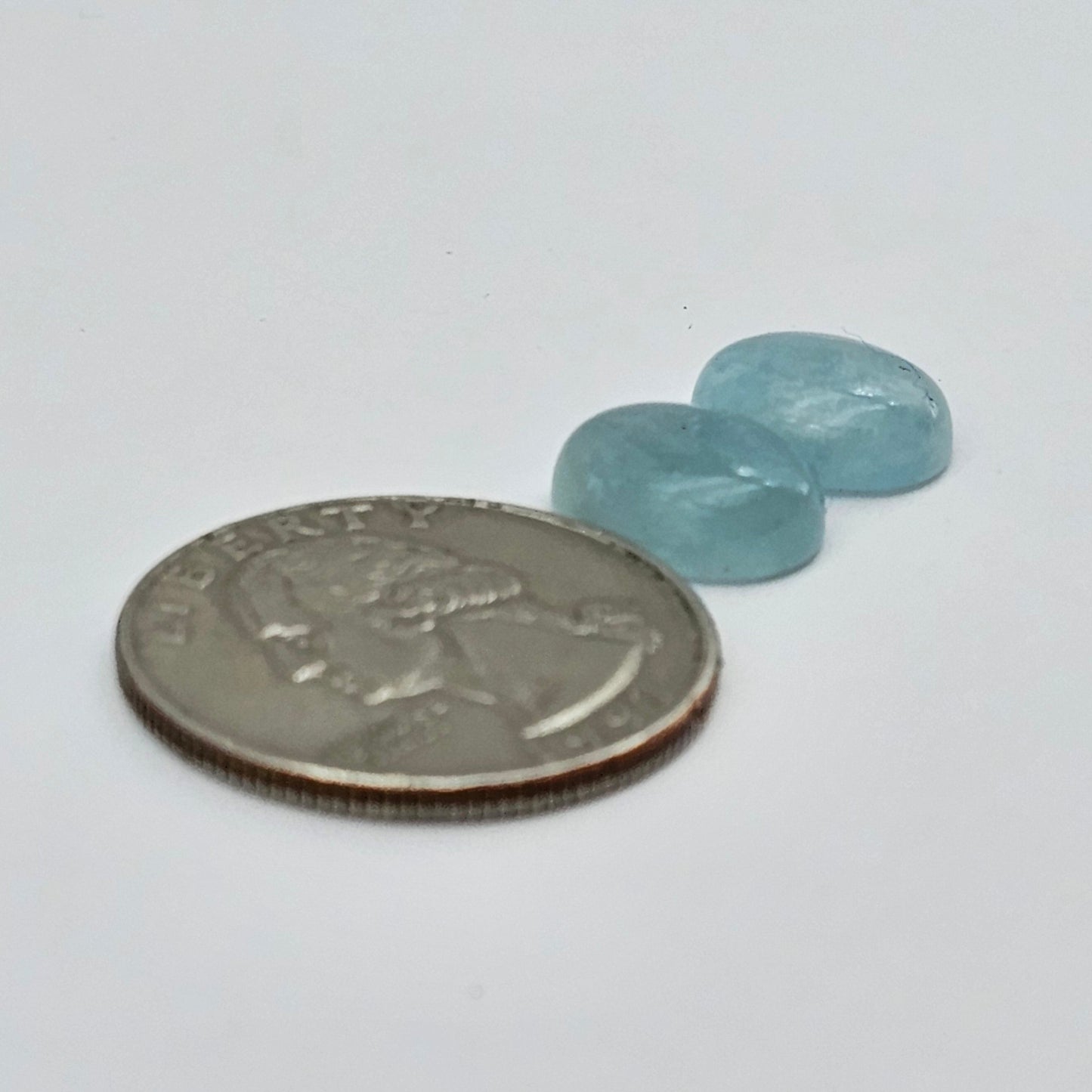 Aquamarine Silica Cabochon pair