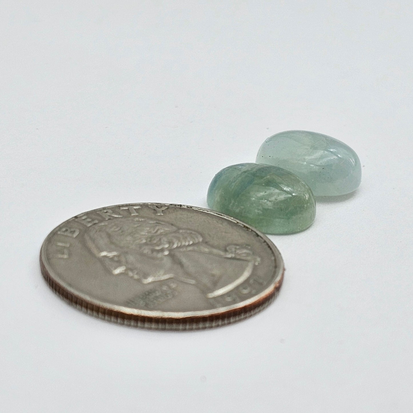 Aquamarine Silica Cabochon pair