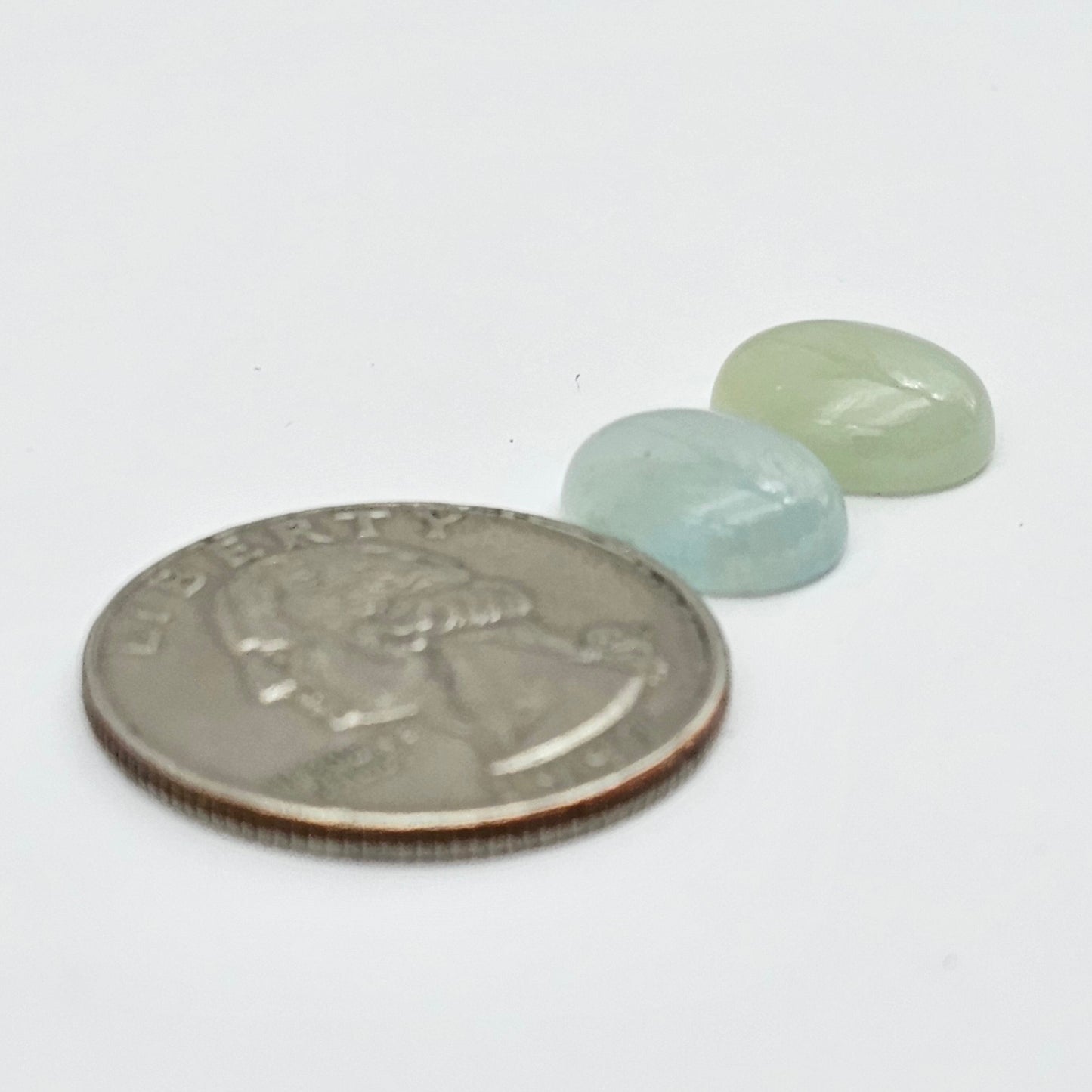 Aquamarine Silica Cabochon pair