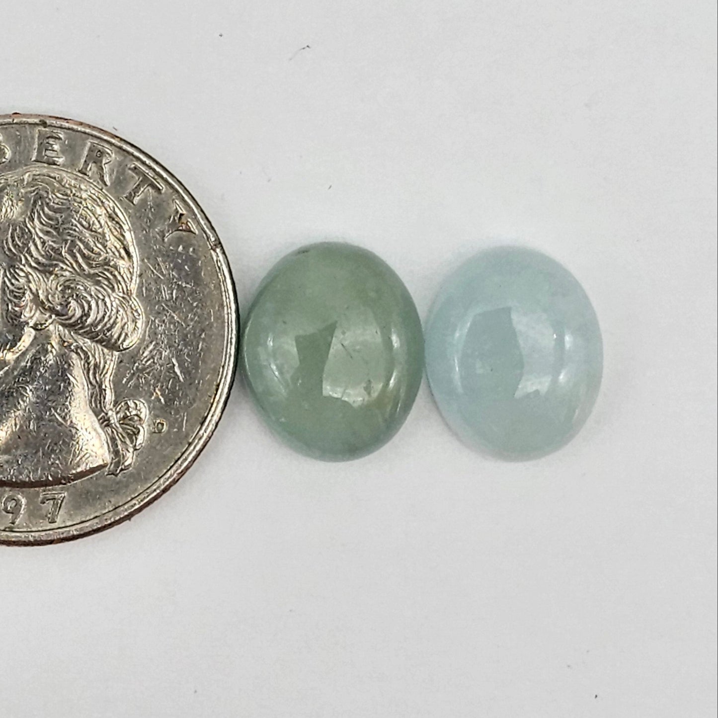 Aquamarine Silica Cabochon pair