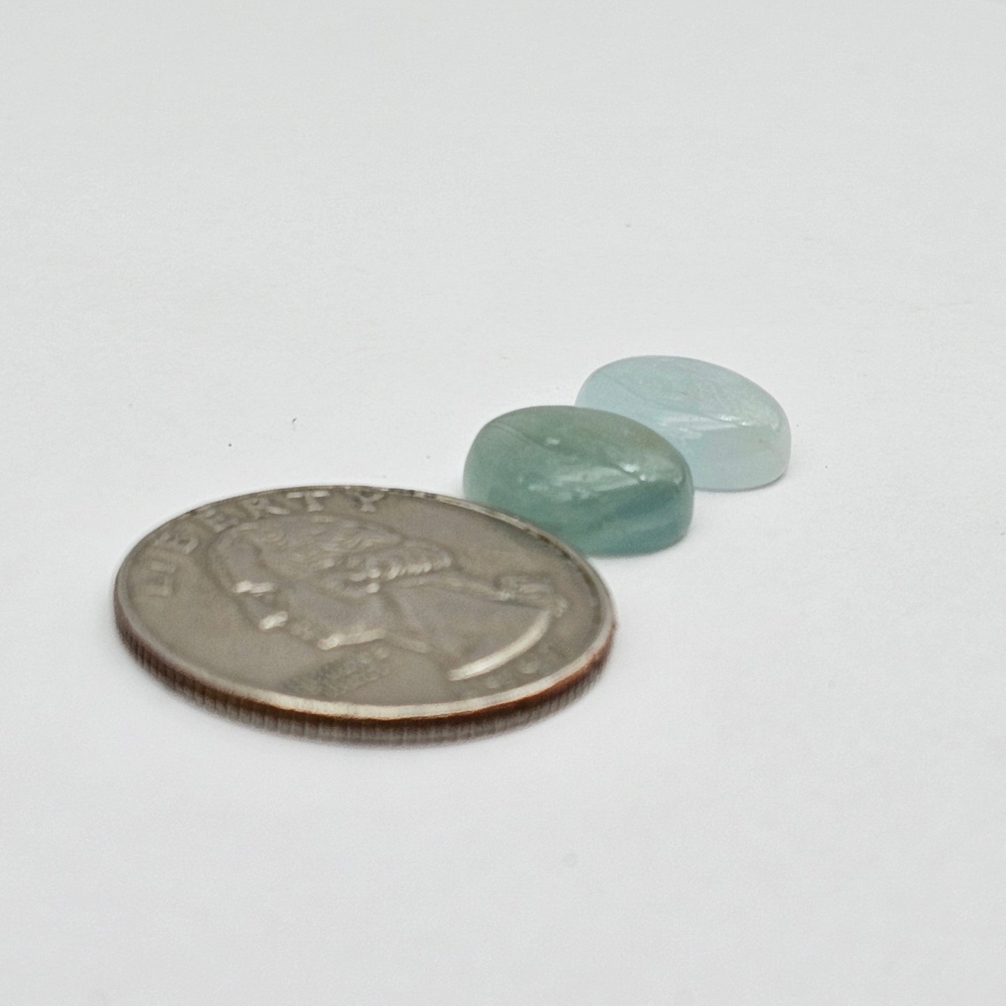 Aquamarine Silica Cabochon pair