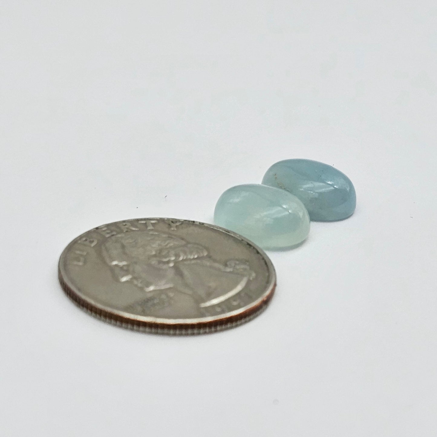 Aquamarine Silica Cabochon pair