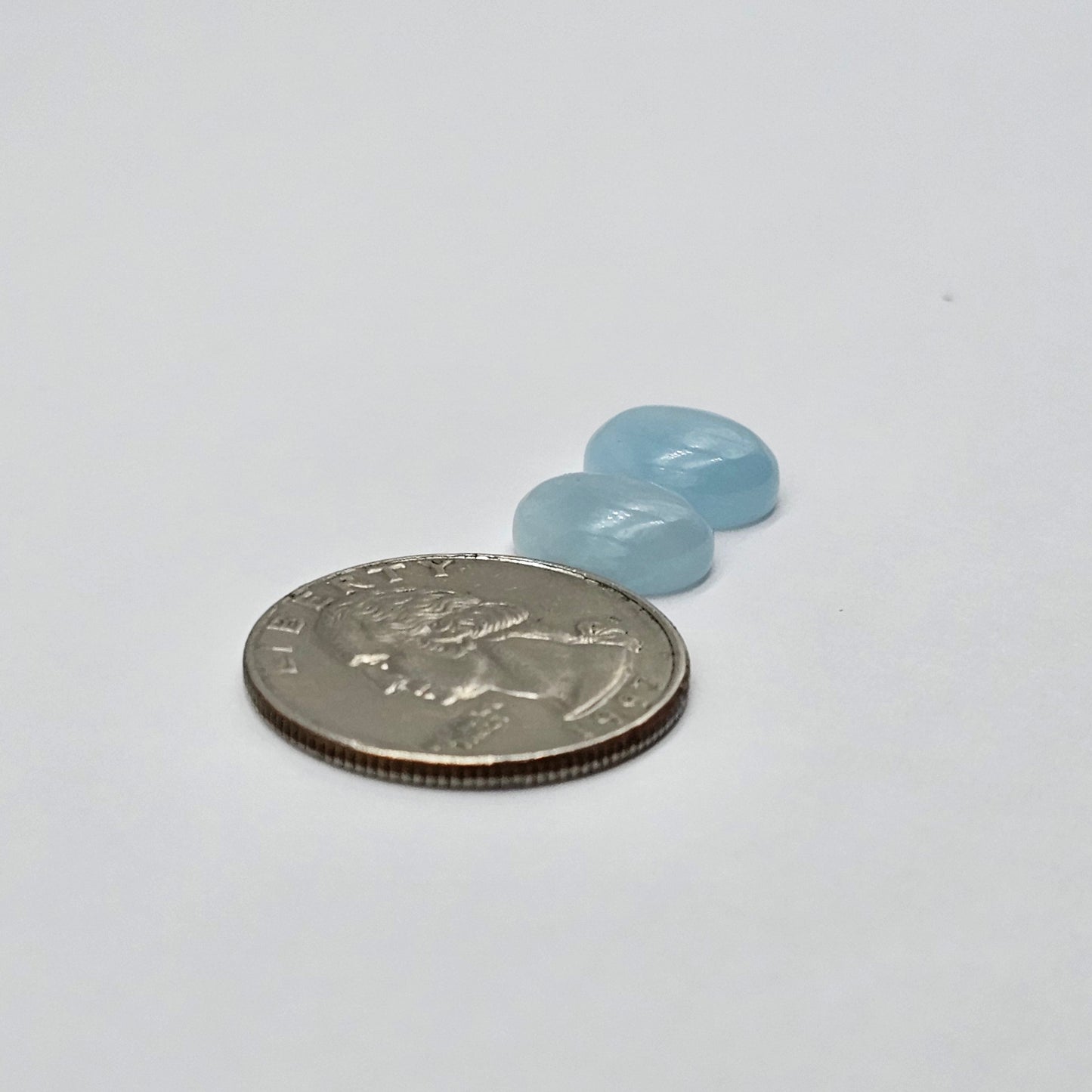 Aquamarine Silica Cabochon pair