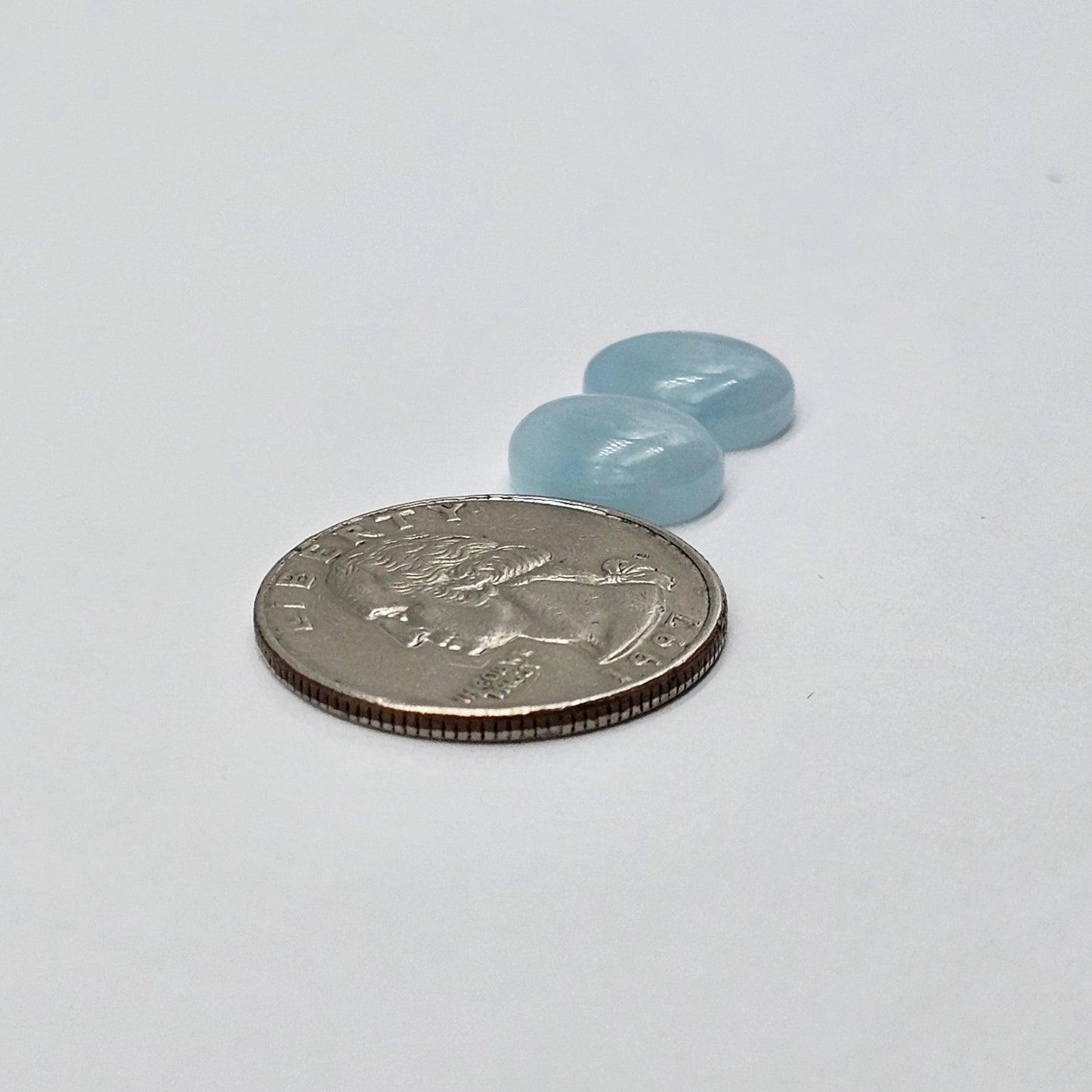 Aquamarine Silica Cabochon pair
