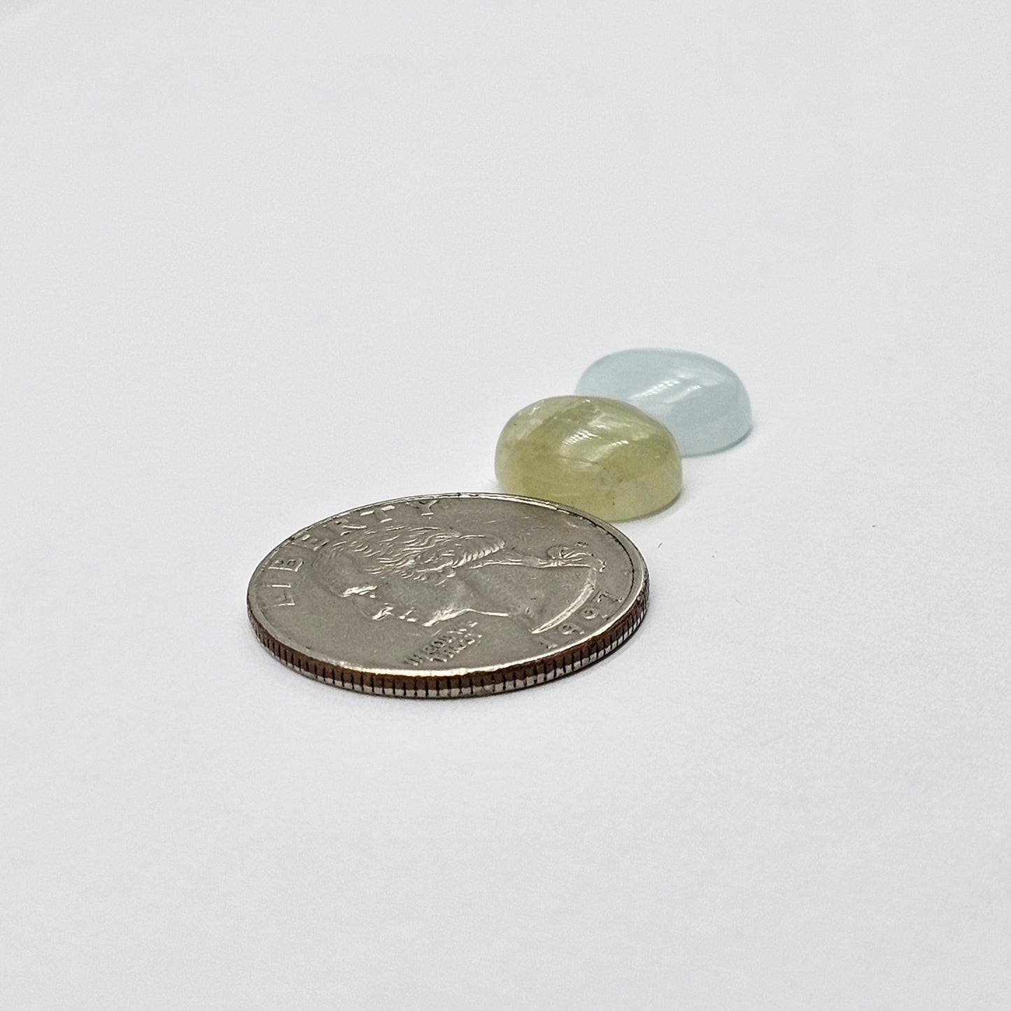 Aquamarine Silica Cabochon pair