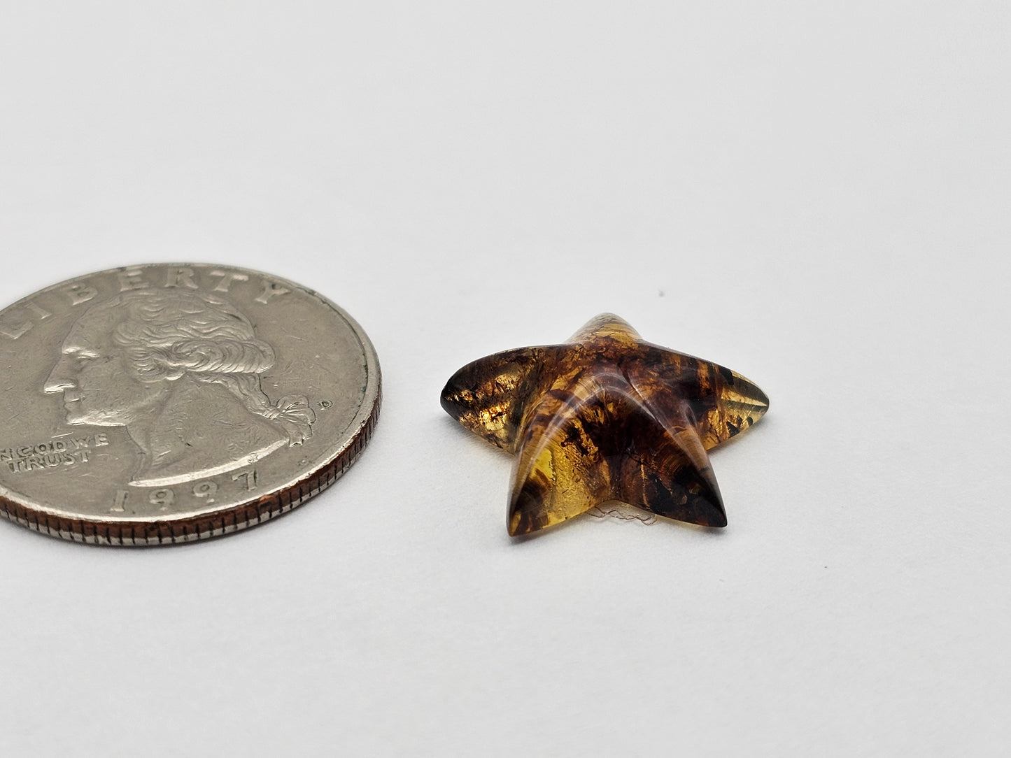 Amber authentic star cabochon large