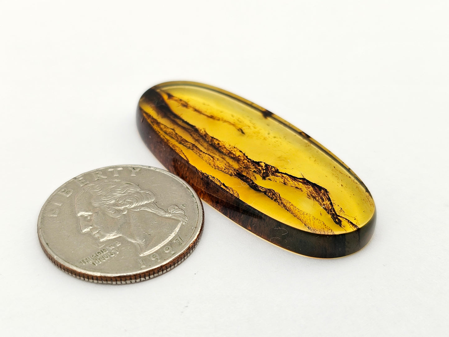 Amber authentic cabochon large