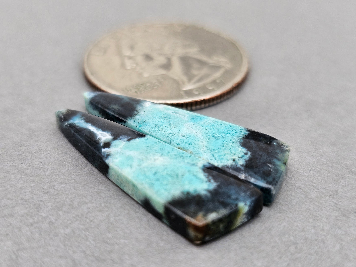 Chrysocolla natural Cabochon Pair