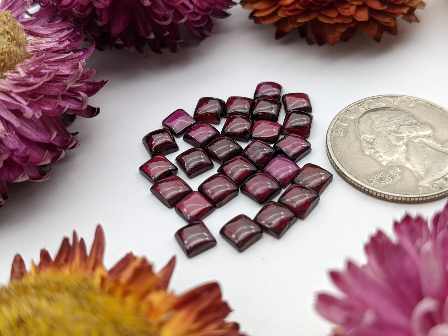 Rhodolite garnet square cabochon lots