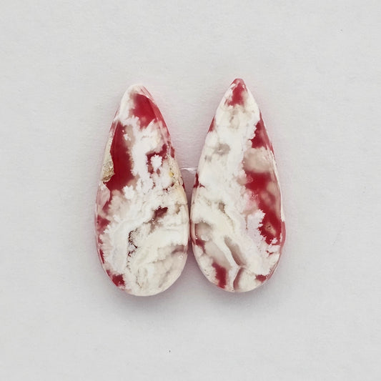 Pink skystone resin cabochon pair