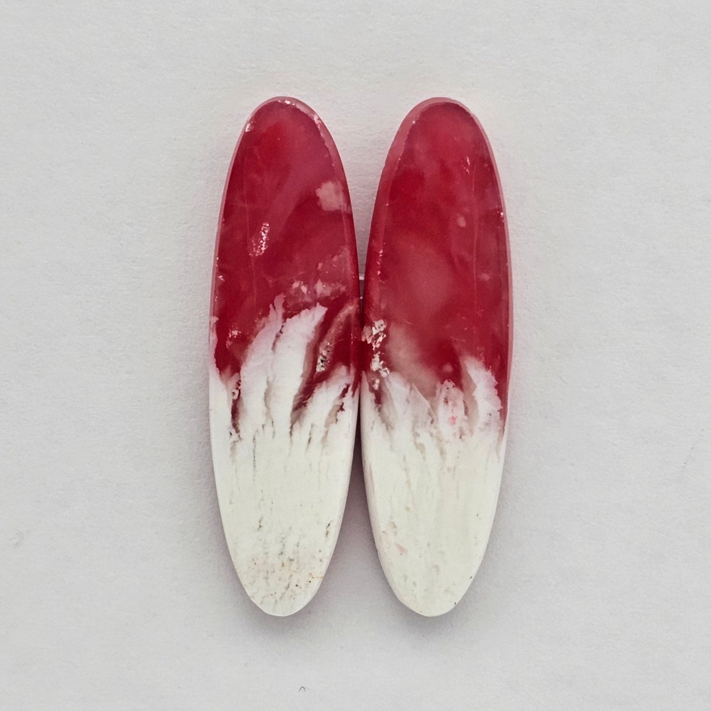 Pink skystone resin cabochon pair
