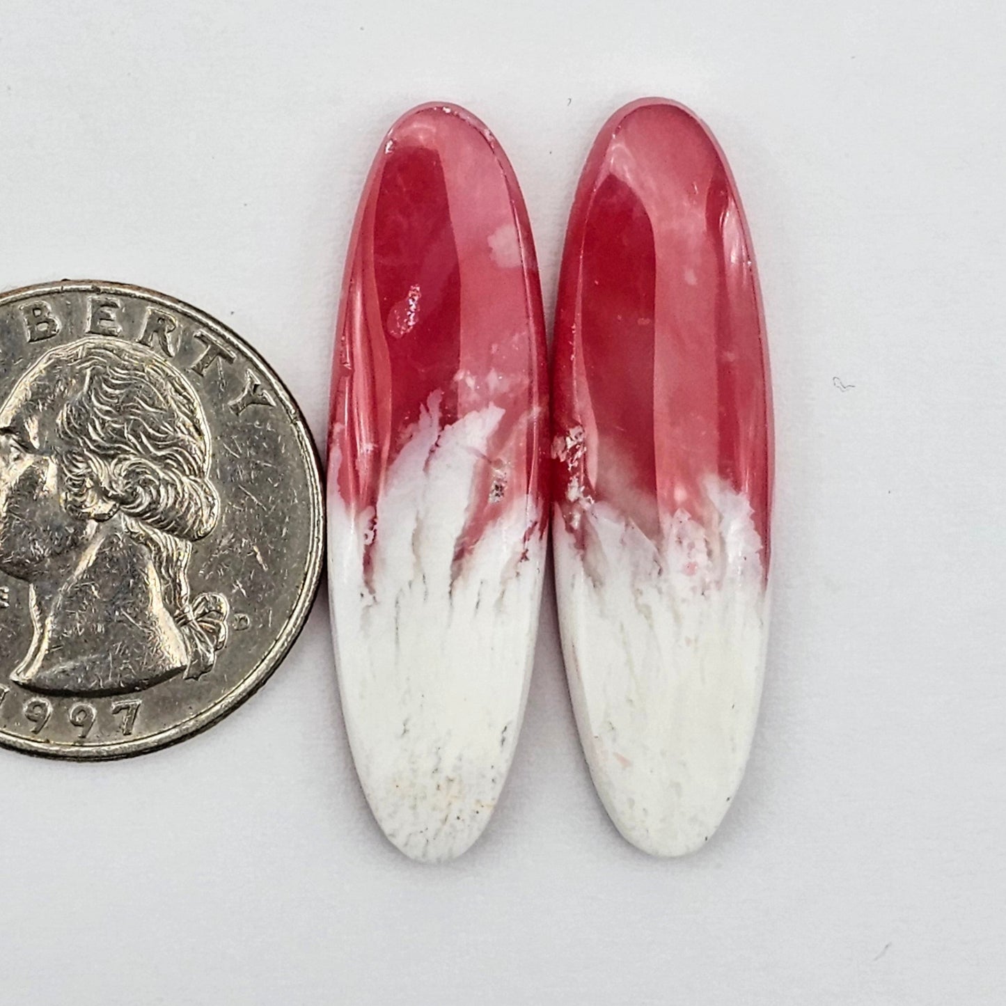 Pink skystone resin cabochon pair