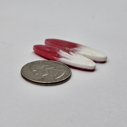 Pink skystone resin cabochon pair
